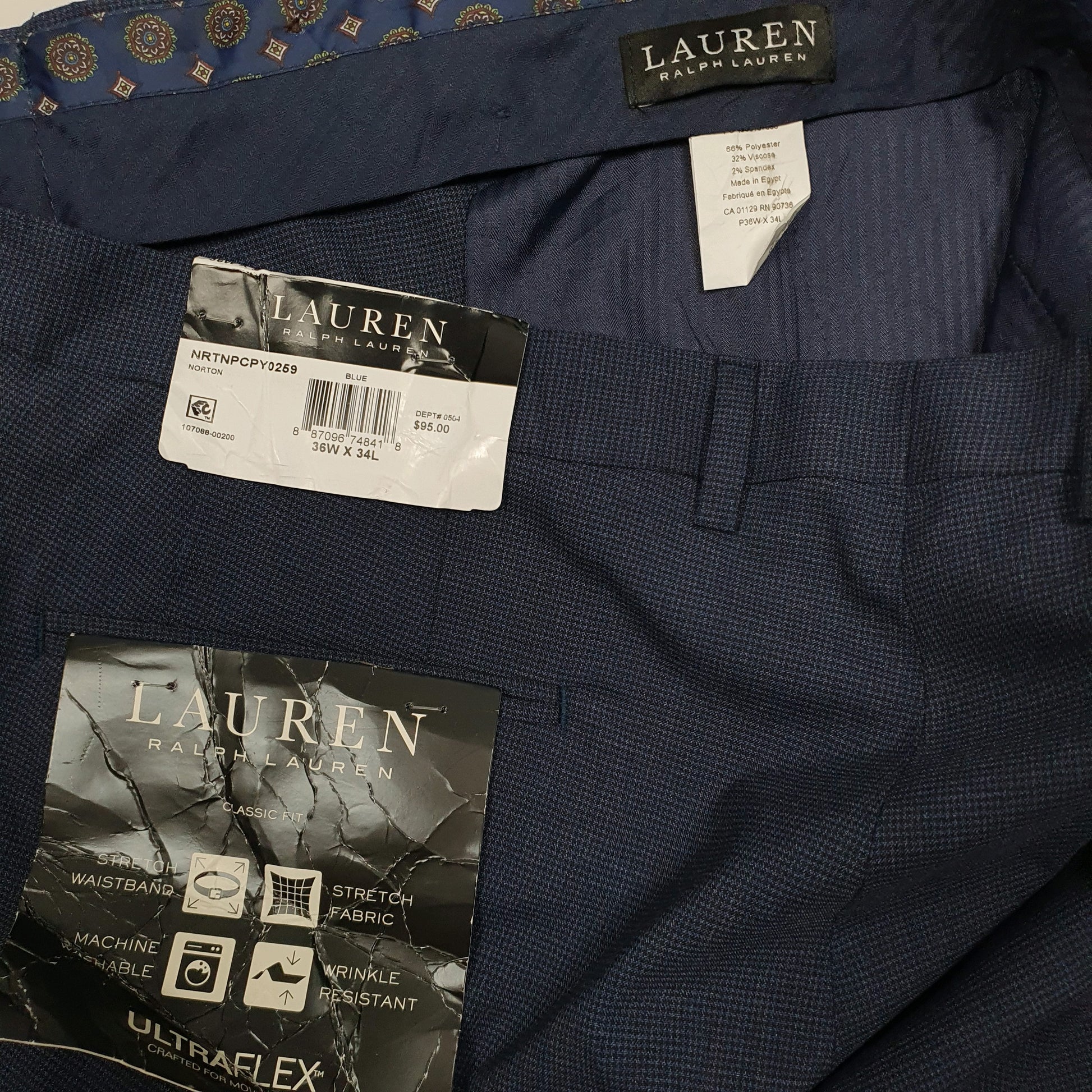Mens Navy Ralph Lauren Stretch  Trousers