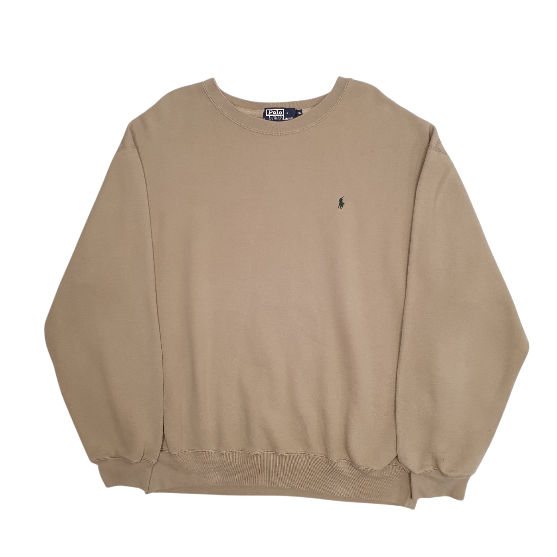 Mens Beige Polo Ralph Lauren Vintage 90s Crewneck Jumper