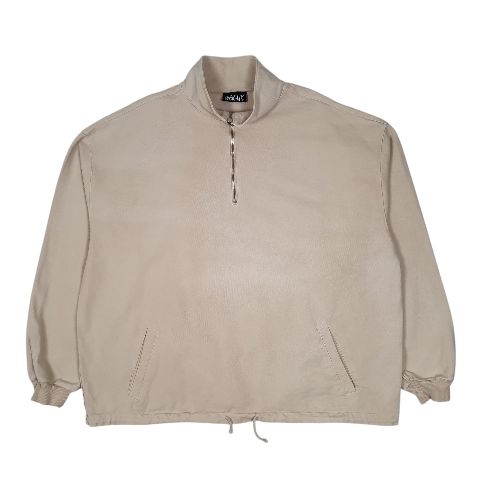 Mens Beige Wek UK Pullover Quarter Zip Smock  Coat