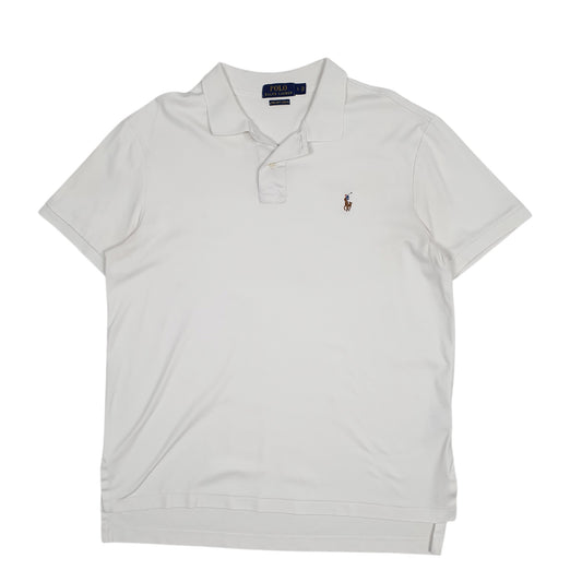 Mens White Polo Ralph Lauren Pima Soft Touch Short Sleeve Polo Shirt