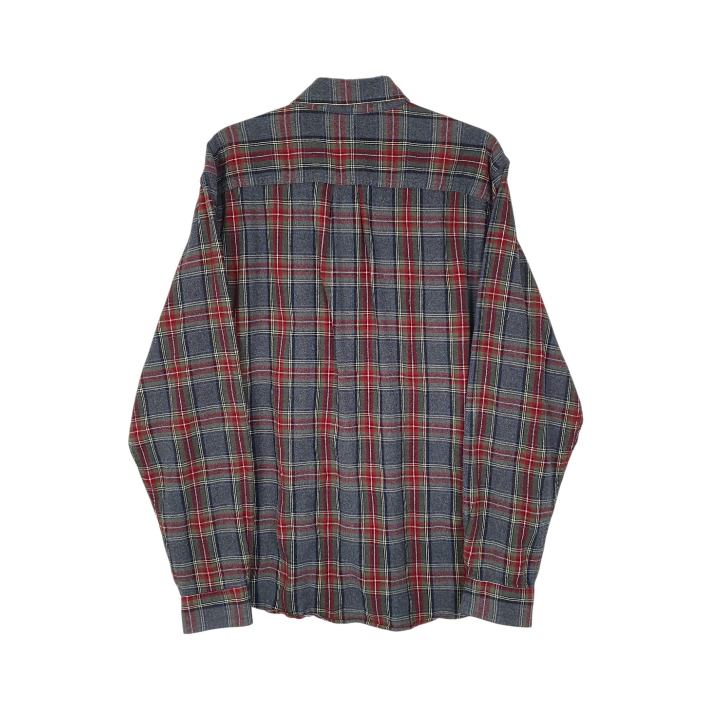 Mens Grey L.L.Bean Thick Flannel Plaid  Shirt