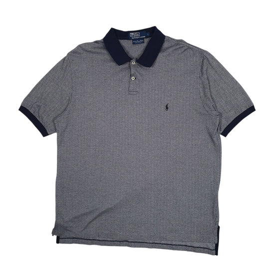 Mens Navy Polo Ralph Lauren Herringbone Short Sleeve Polo Shirt