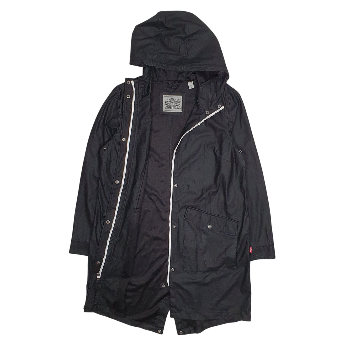 Mens Black Levis Fishtail Waterproof Rain  Coat