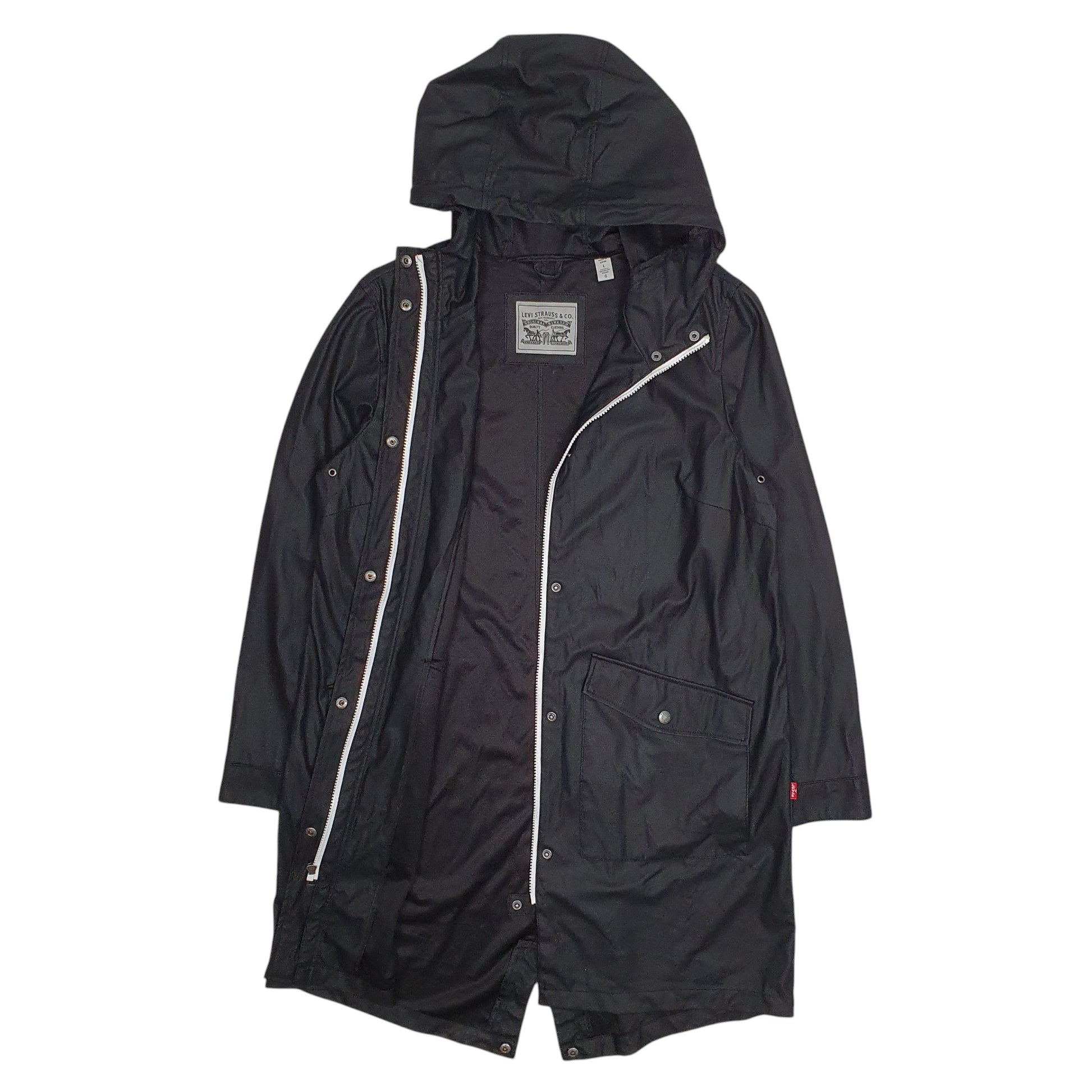 Mens Black Levis Fishtail Waterproof Rain  Coat