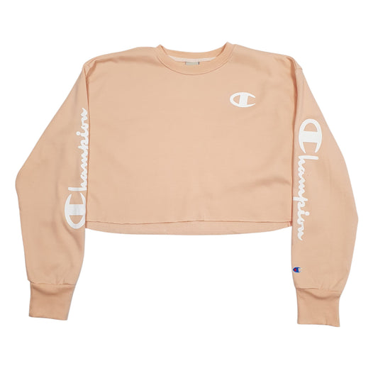 Womens Pink Champion Reverse Weave Croptop Crewneck Jumper