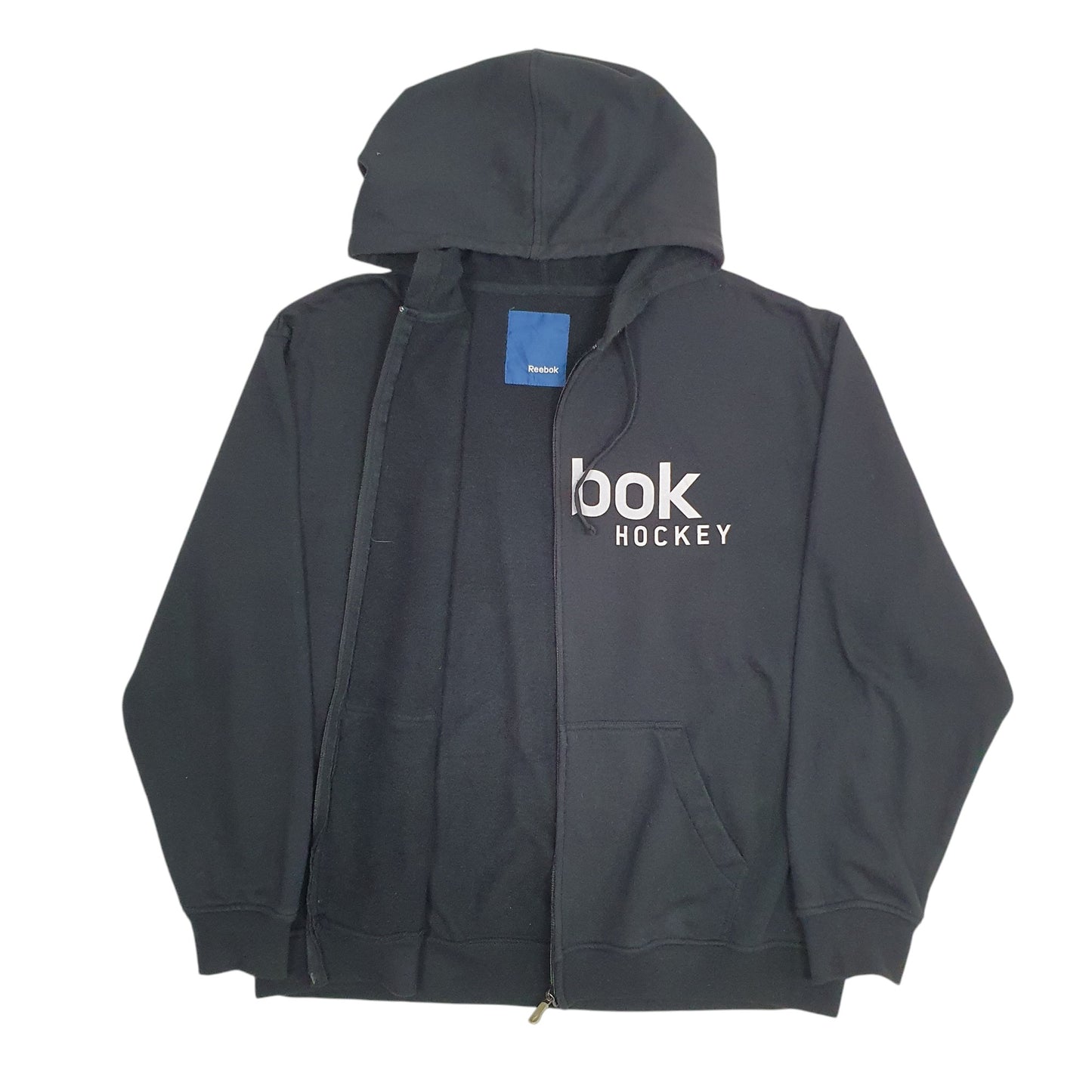 Mens Black Reebok Hockey Hoodie Full Zip Jumper