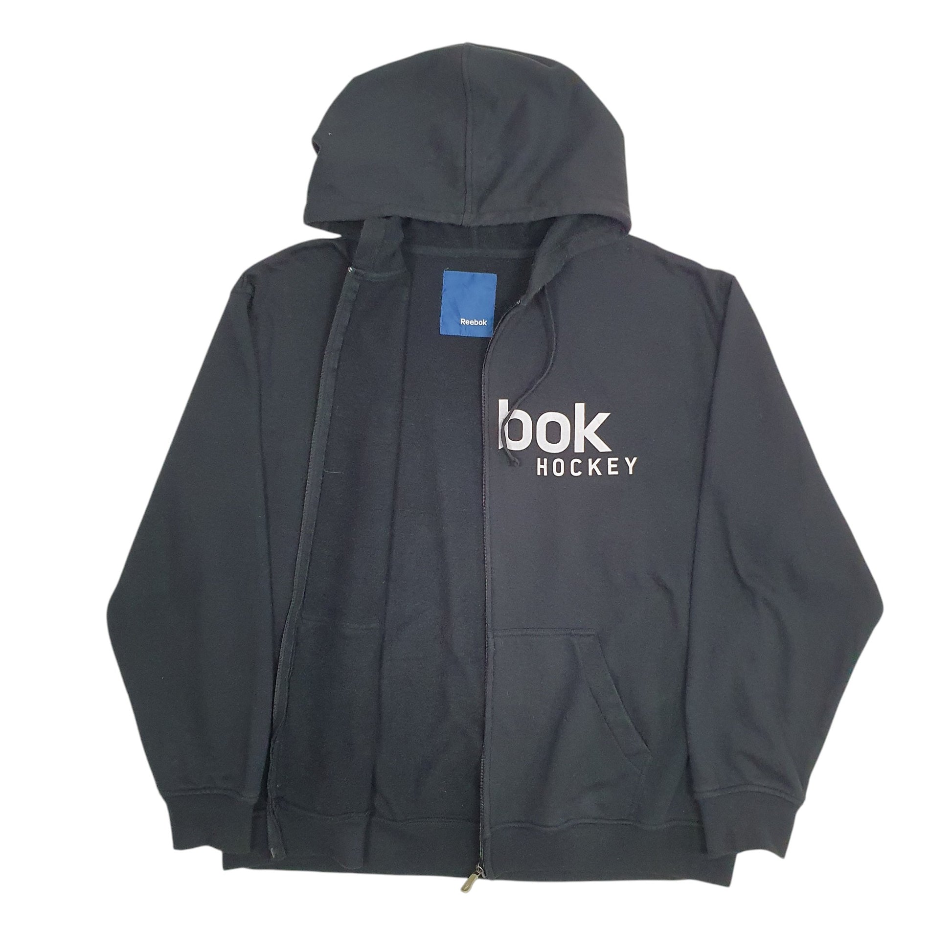 Mens Black Reebok Hockey Hoodie Full Zip Jumper