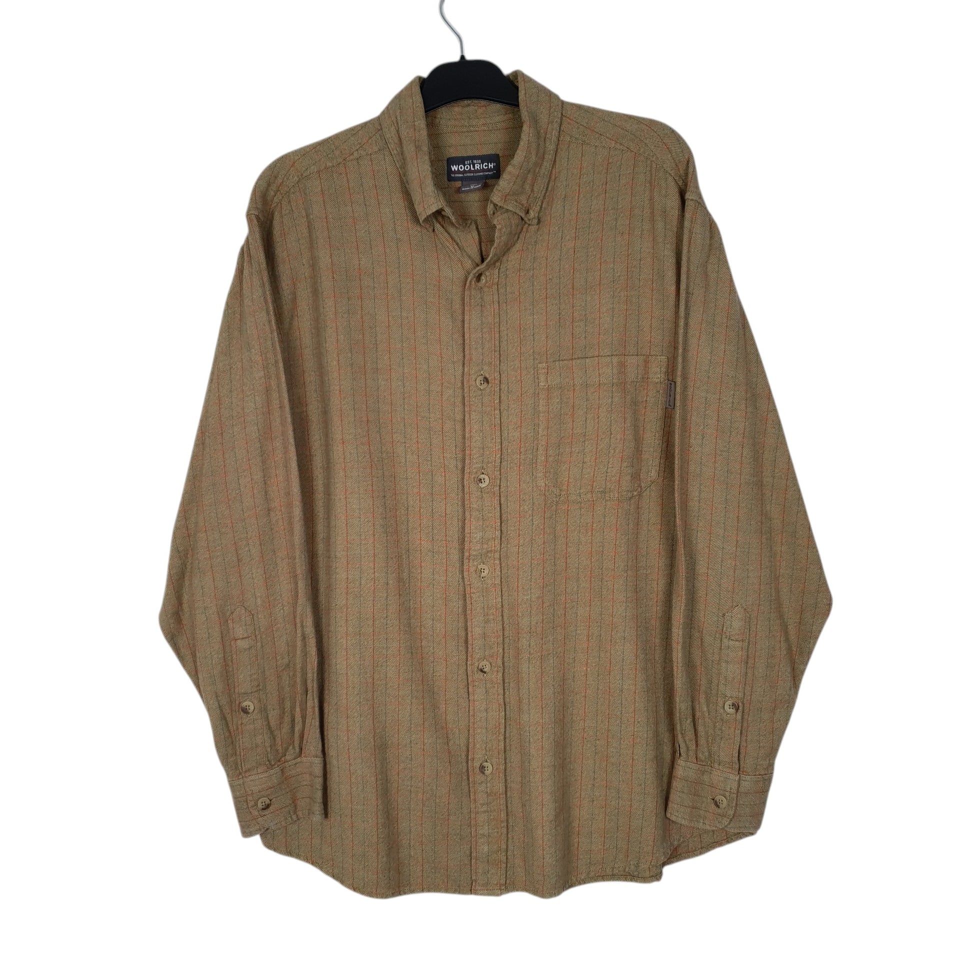 Mens Green Woolrich Thick Flannel Long Sleeve Shirt