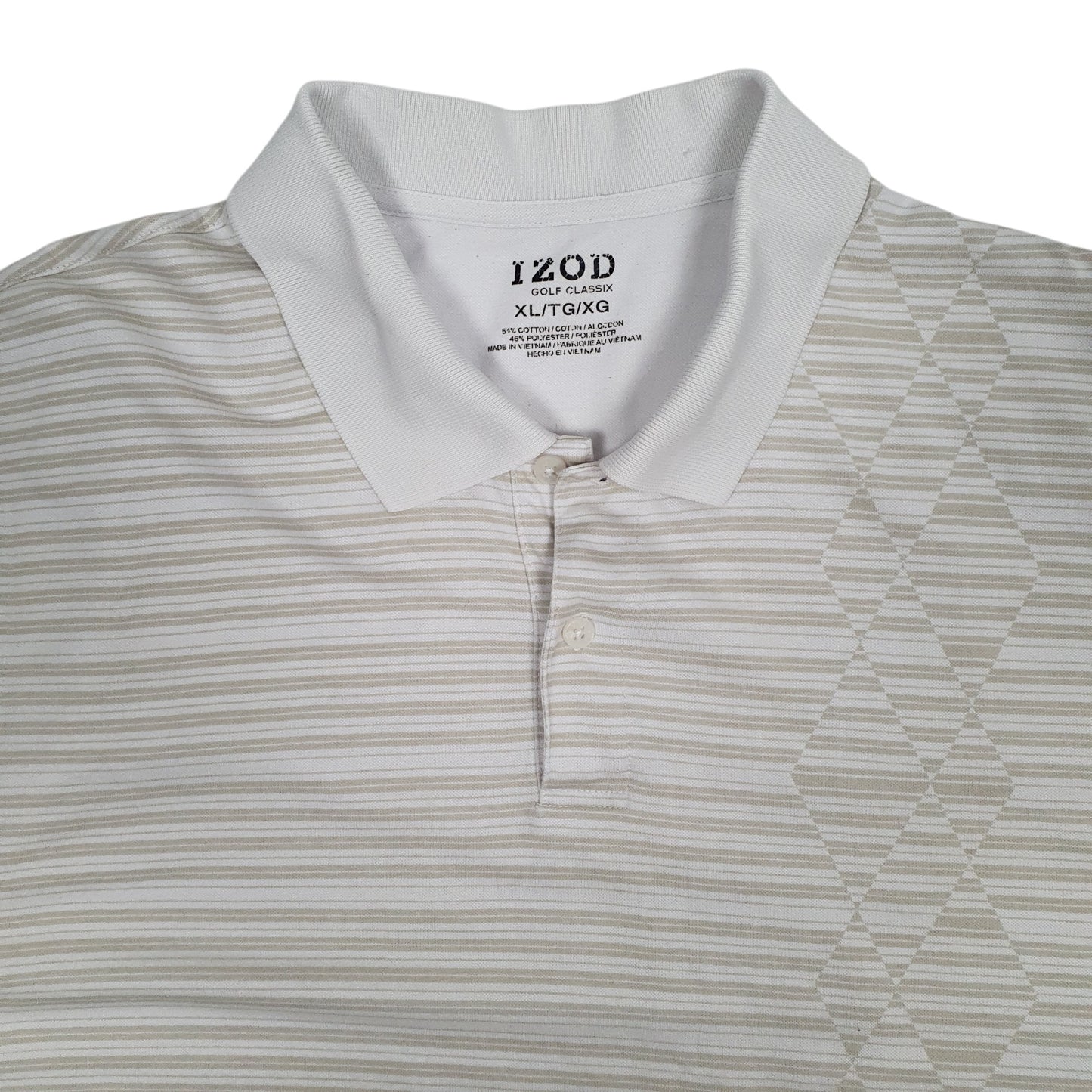 Mens White Izod Golf Crewneck Polo Shirt