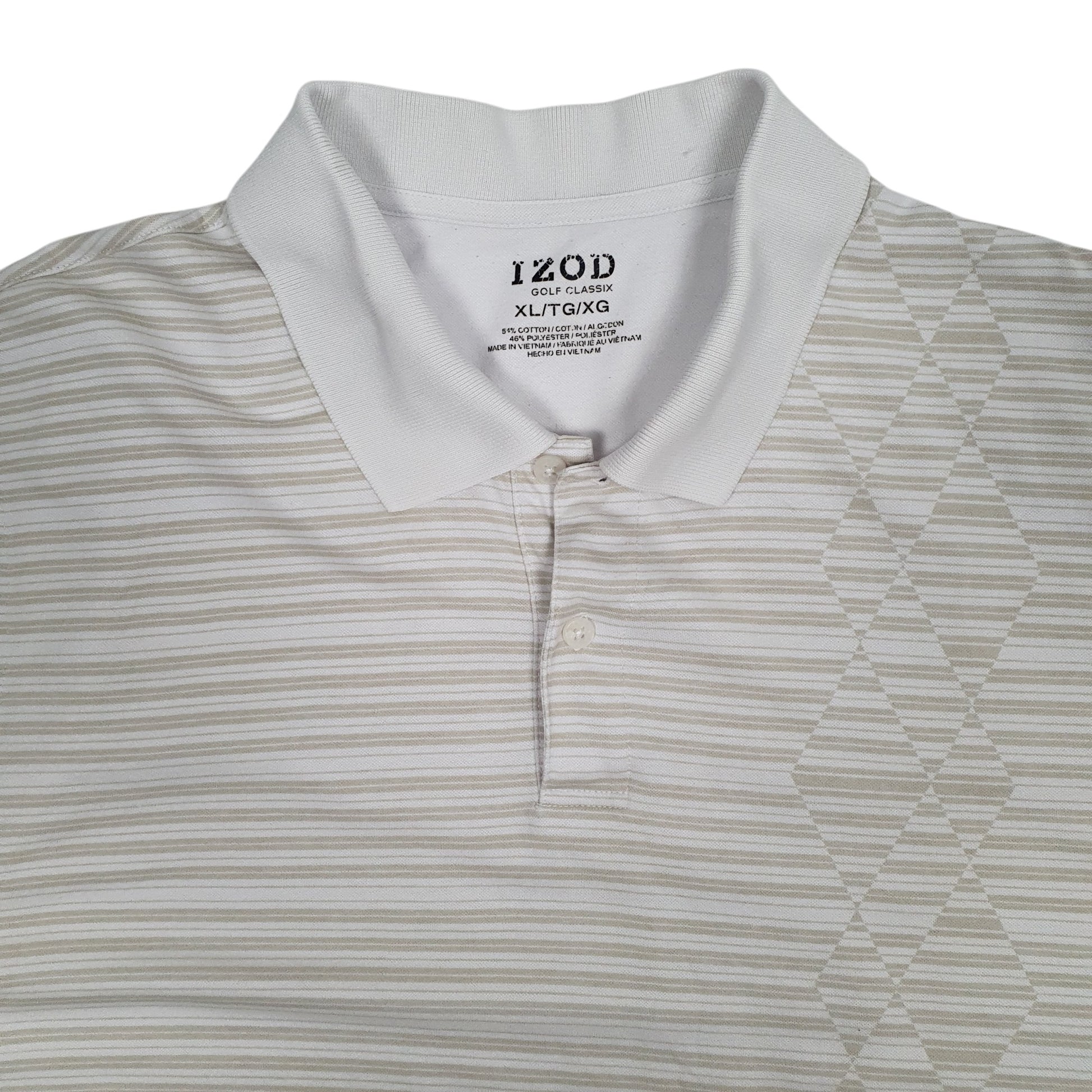 Mens White Izod Golf Crewneck Polo Shirt