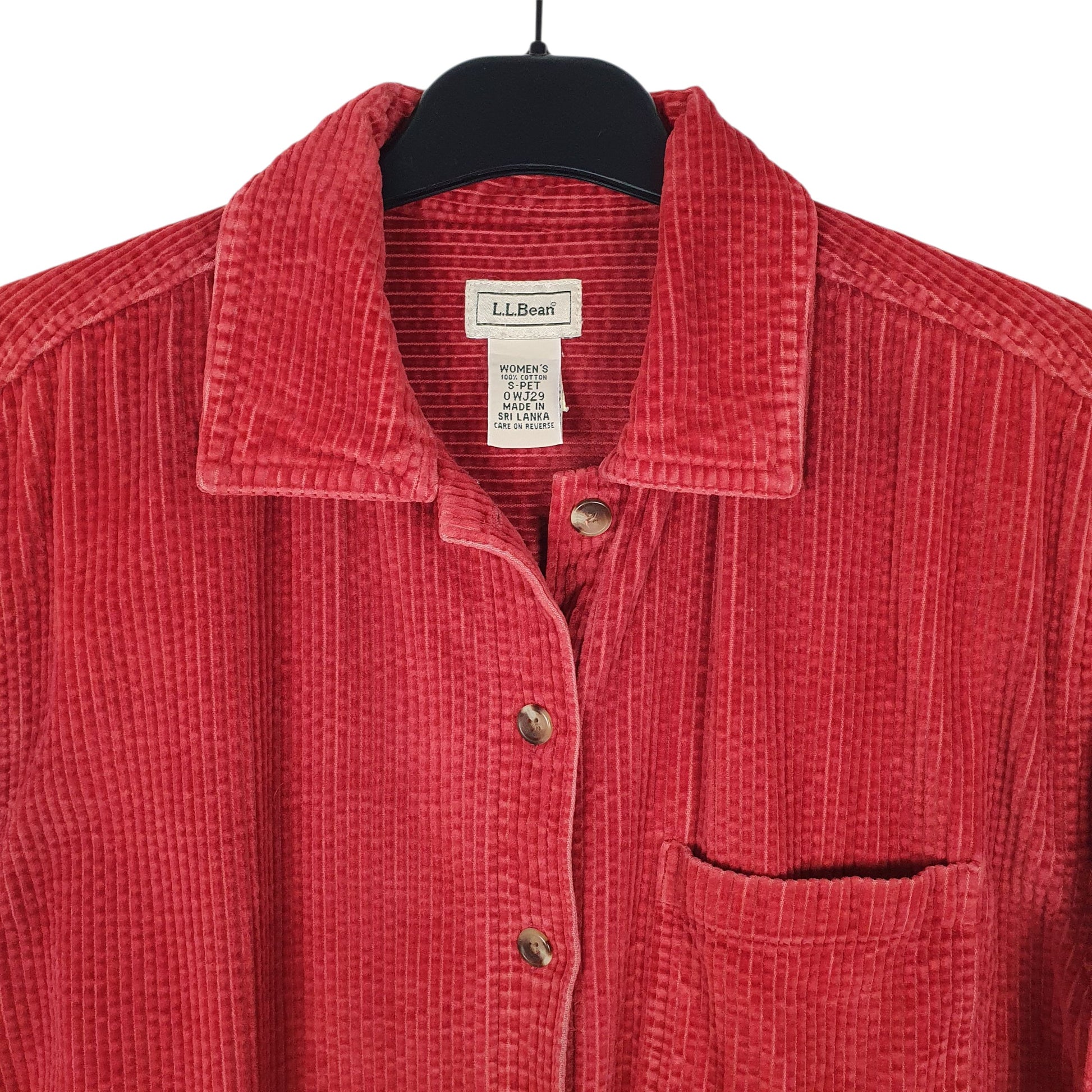 Womens Red L.L.Bean Chunky Corduroy  Shirt