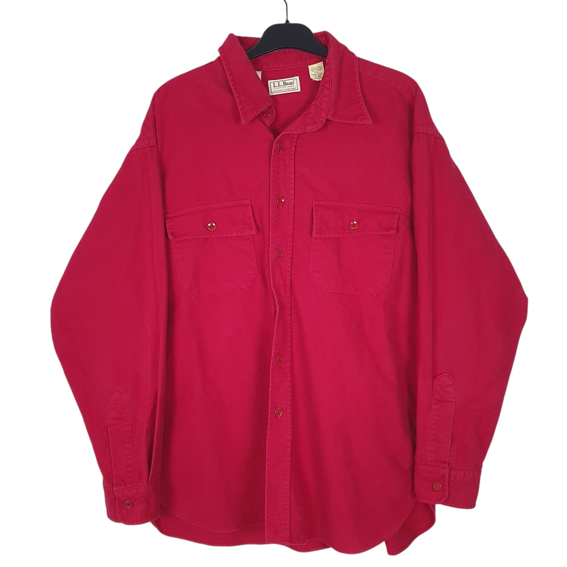 Mens Red L.L.Bean Chamois Vintage 90s Made In USA Long Sleeve Shirt