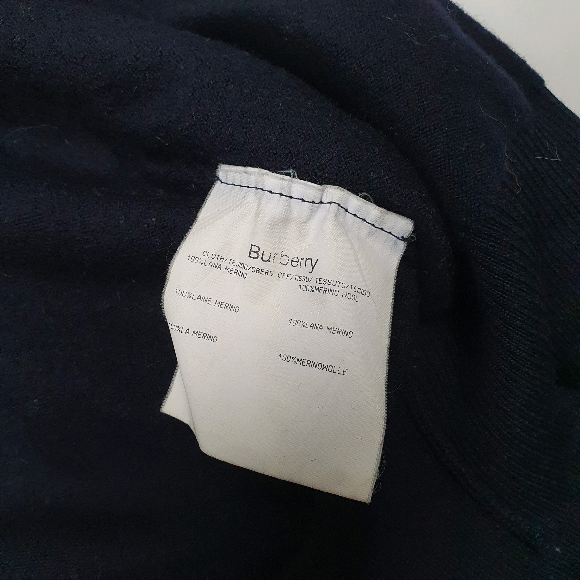 Mens Navy Burberry Merino Full Zip Jumper