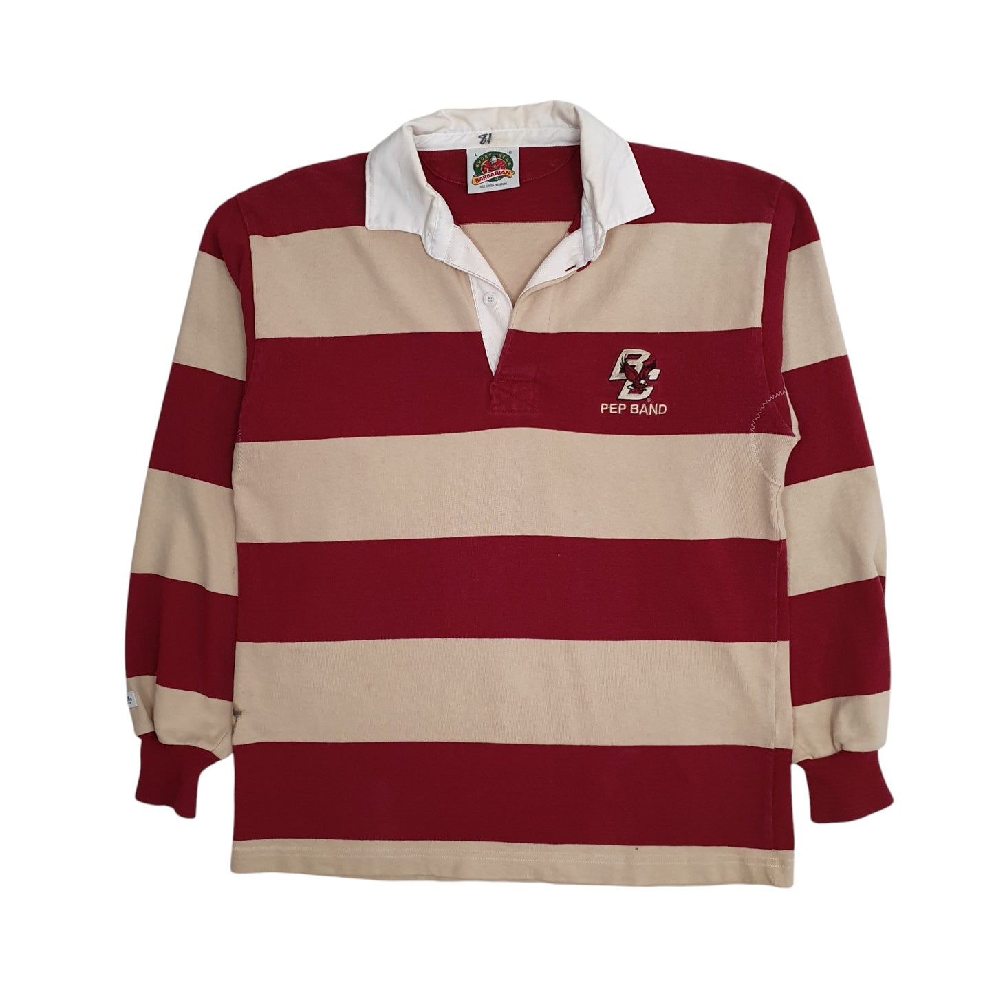 Mens Burgundy Barbarian Rugby Long Sleeve Polo Shirt