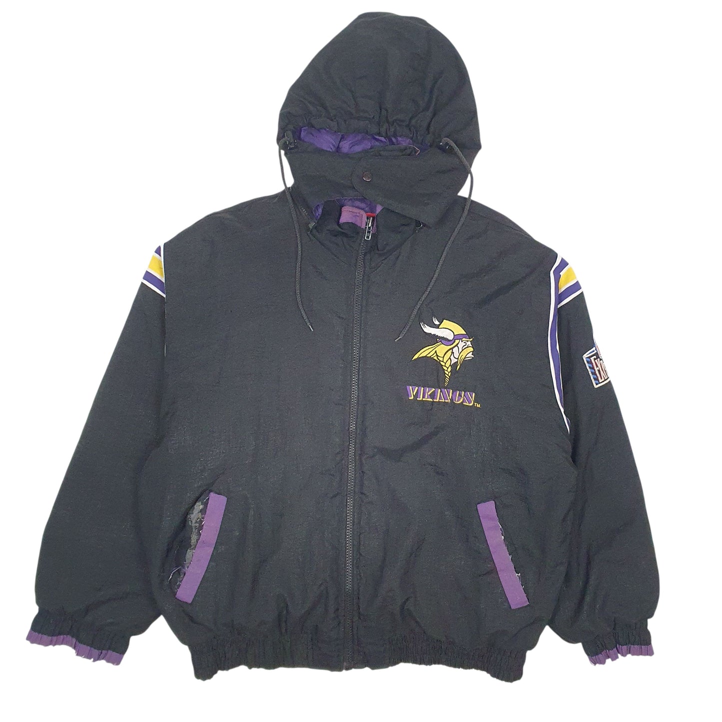 Mens Black Pro Player Vintage 90s NFL Vikings  Coat