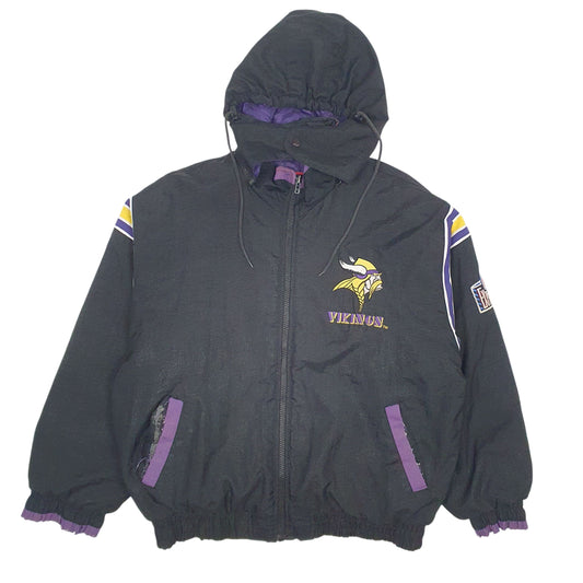Mens Black Pro Player Vintage 90s NFL Vikings  Coat