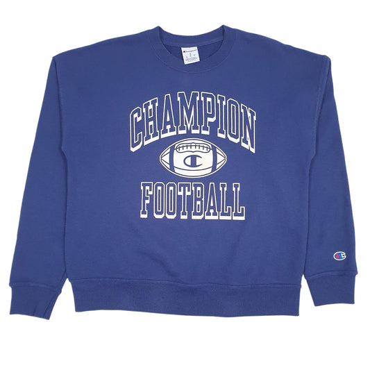 Womens Navy Champion Football Crewneck Jumper