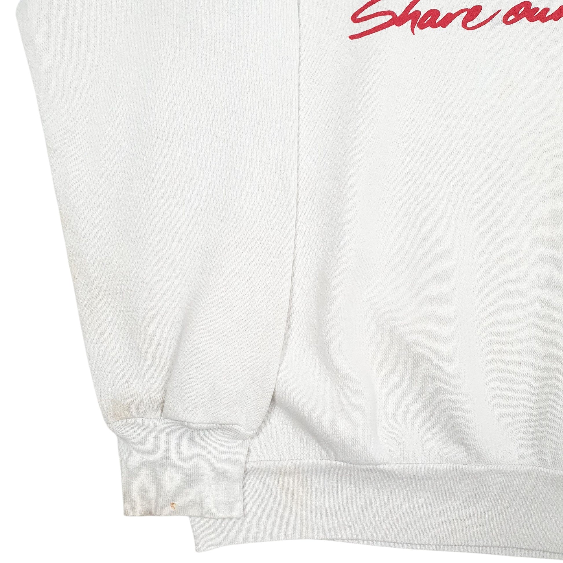 Mens White Fruit Of The Loom Vintage 90s Crewneck Jumper