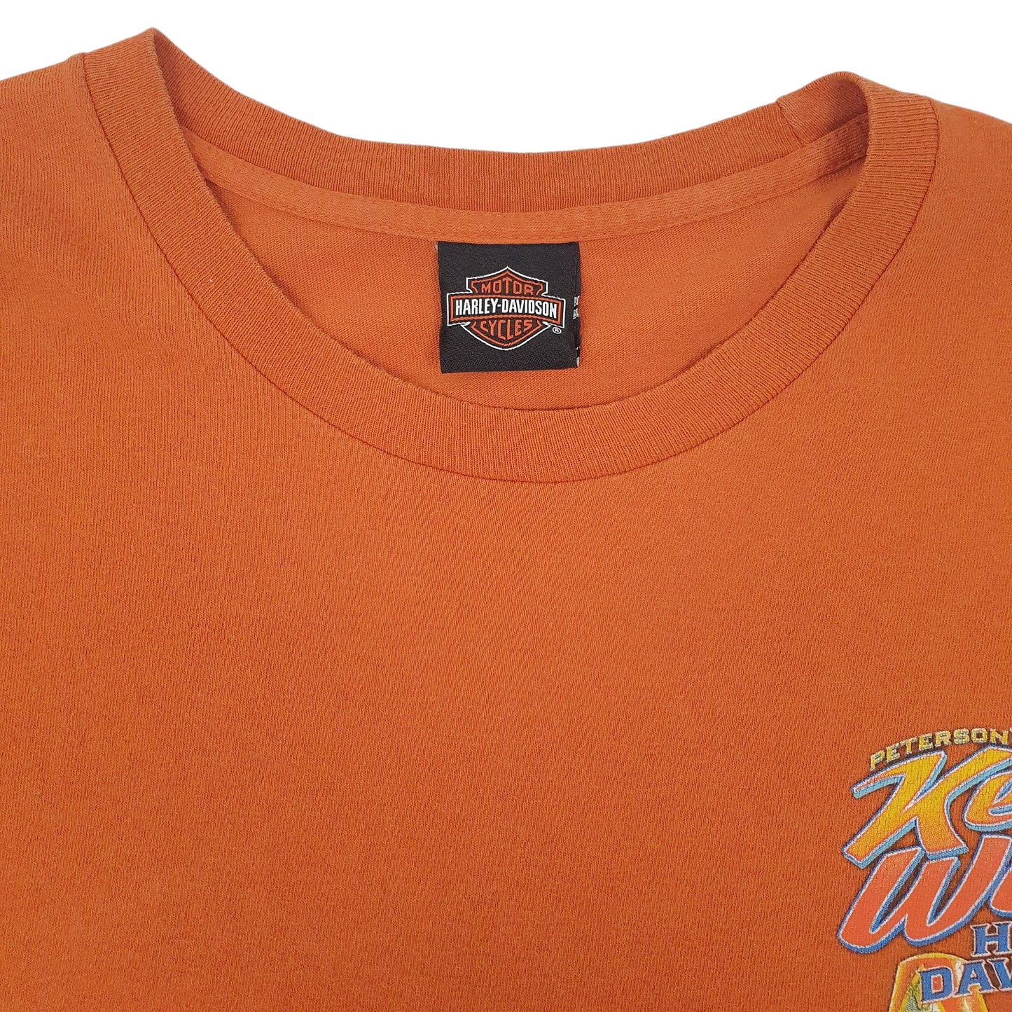 Mens Orange Harley Davidson   T Shirt