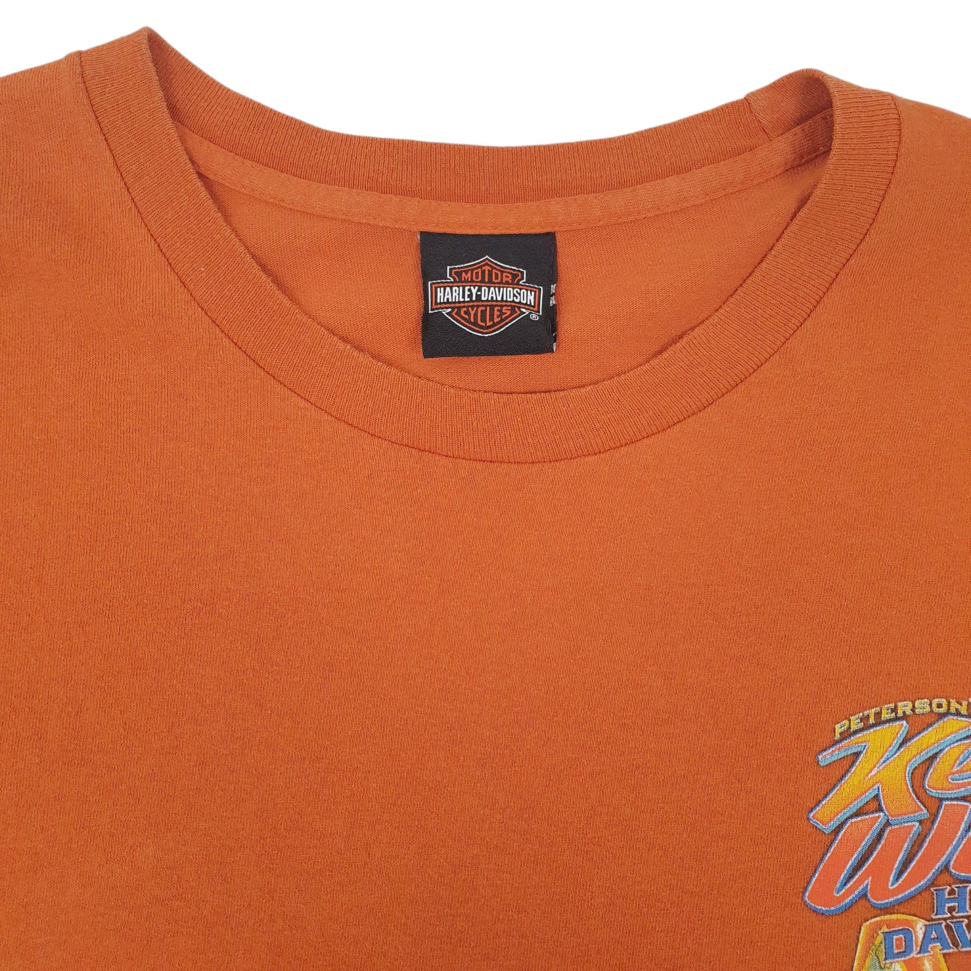 Mens Orange Harley Davidson   T Shirt