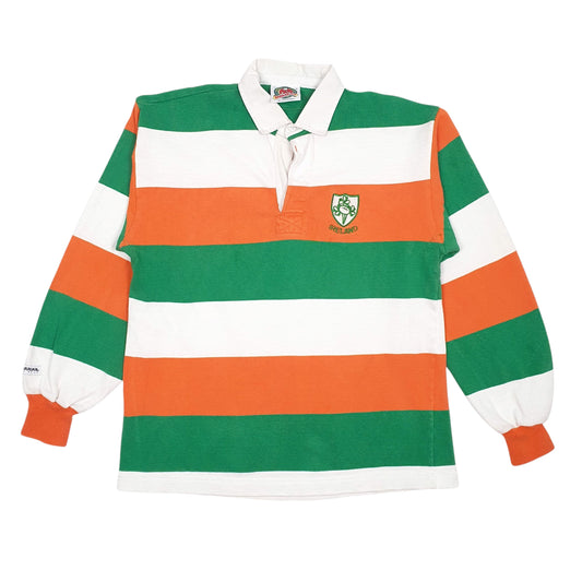Mens Green Barbarian Ireland Rugby Long Sleeve Polo Shirt