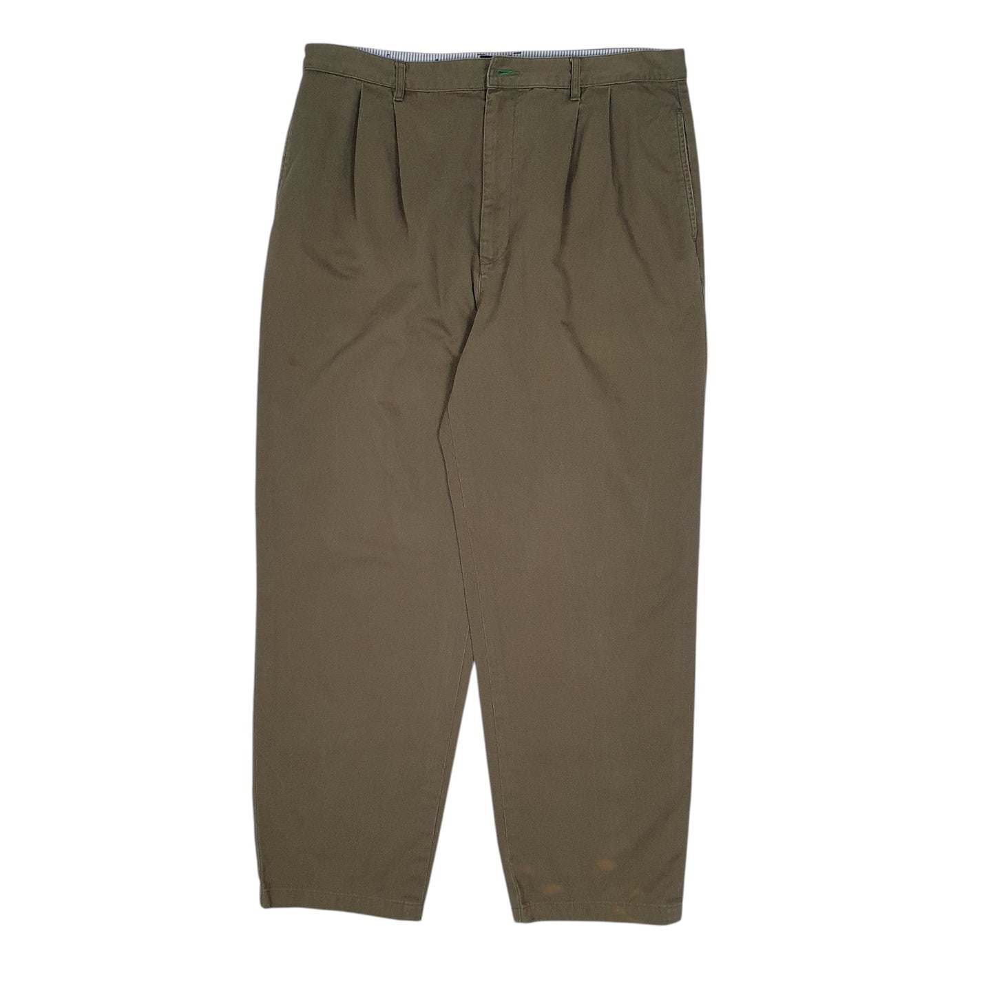 Mens Green Tommy Hilfiger Vintage 00s Double Pleated Chino Trousers