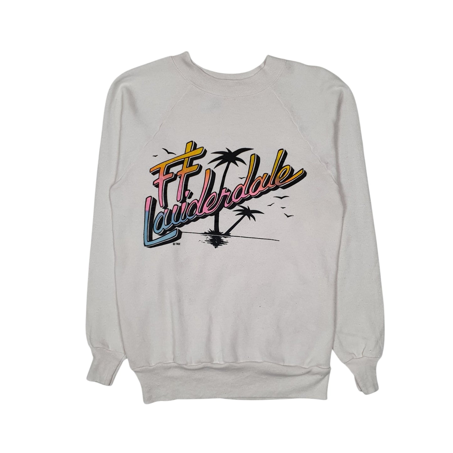 Mens White Pannill Ft Lauderdale Vintage 90s Made In USA Crewneck Jumper