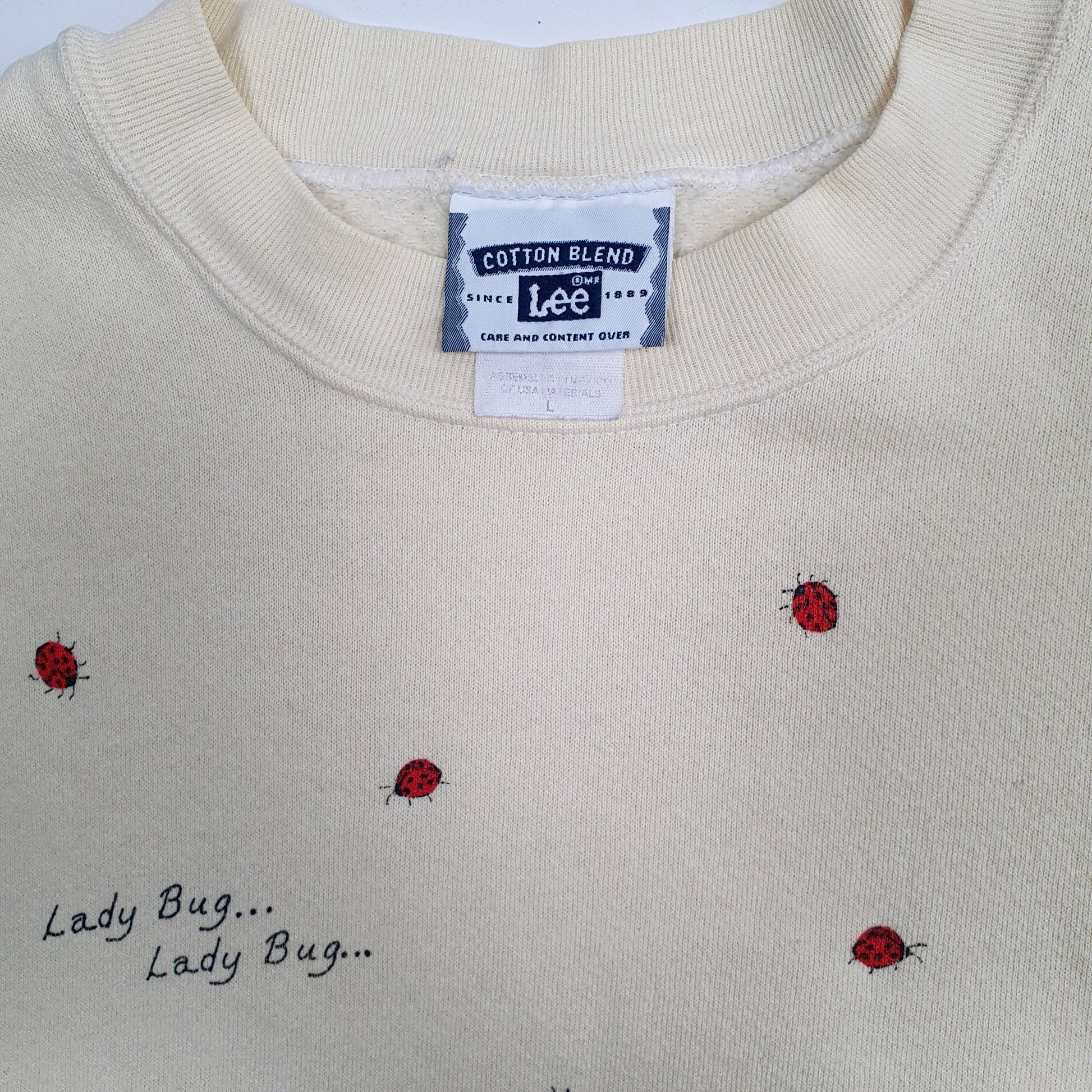 Mens Yellow Lee Vintage 90s 00s Ladybug Crewneck Jumper