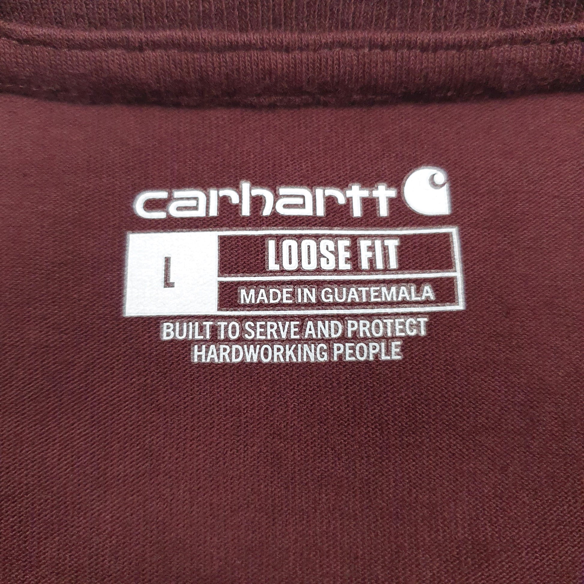 Mens Burgundy Carhartt Henley  T Shirt