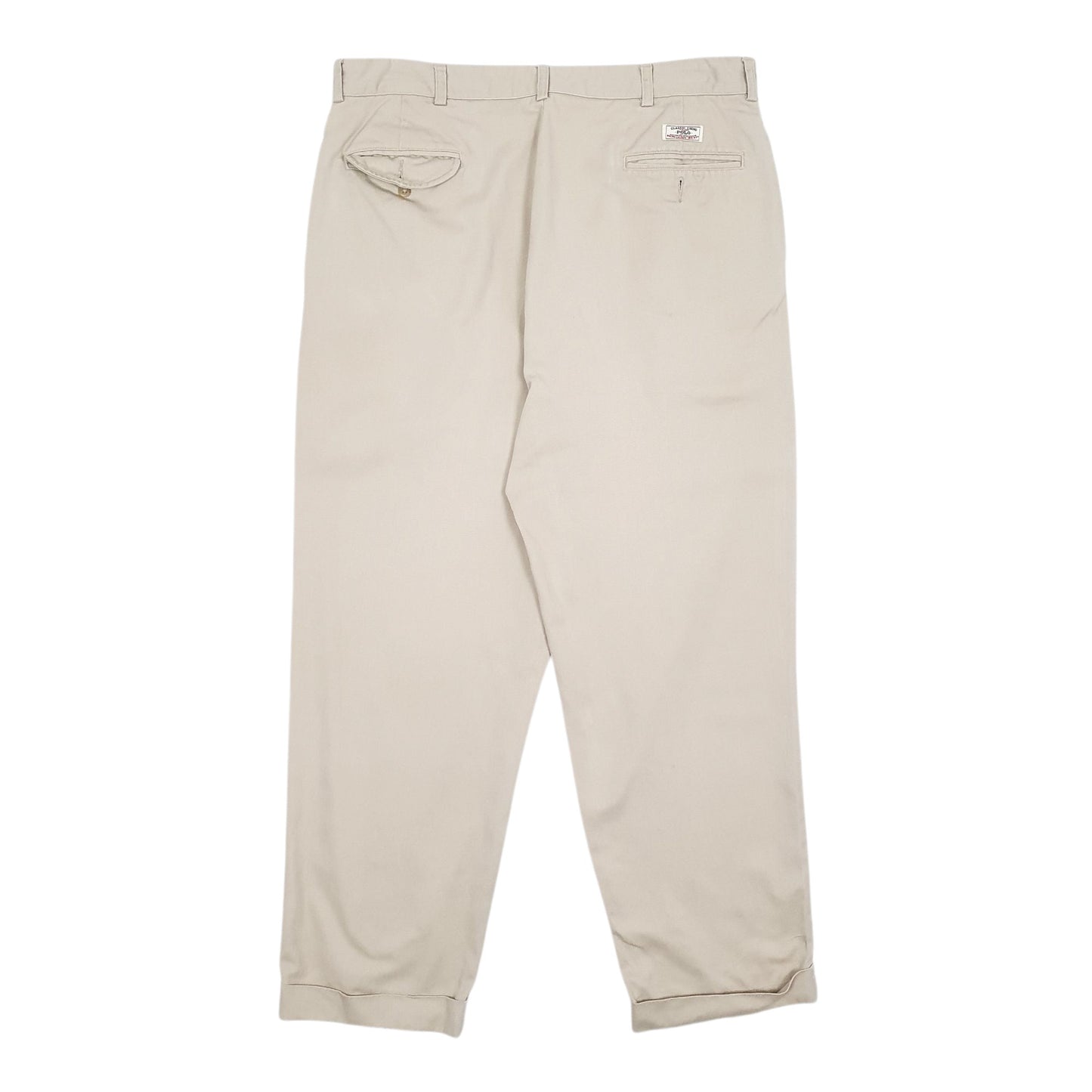 Mens Beige Polo Ralph Lauren Hammond Pant Pleated 90s  Trousers