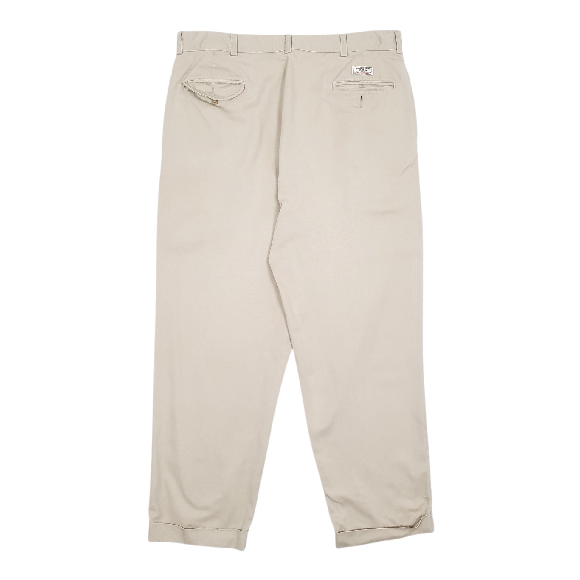 Mens Beige Polo Ralph Lauren Hammond Pant Pleated 90s  Trousers