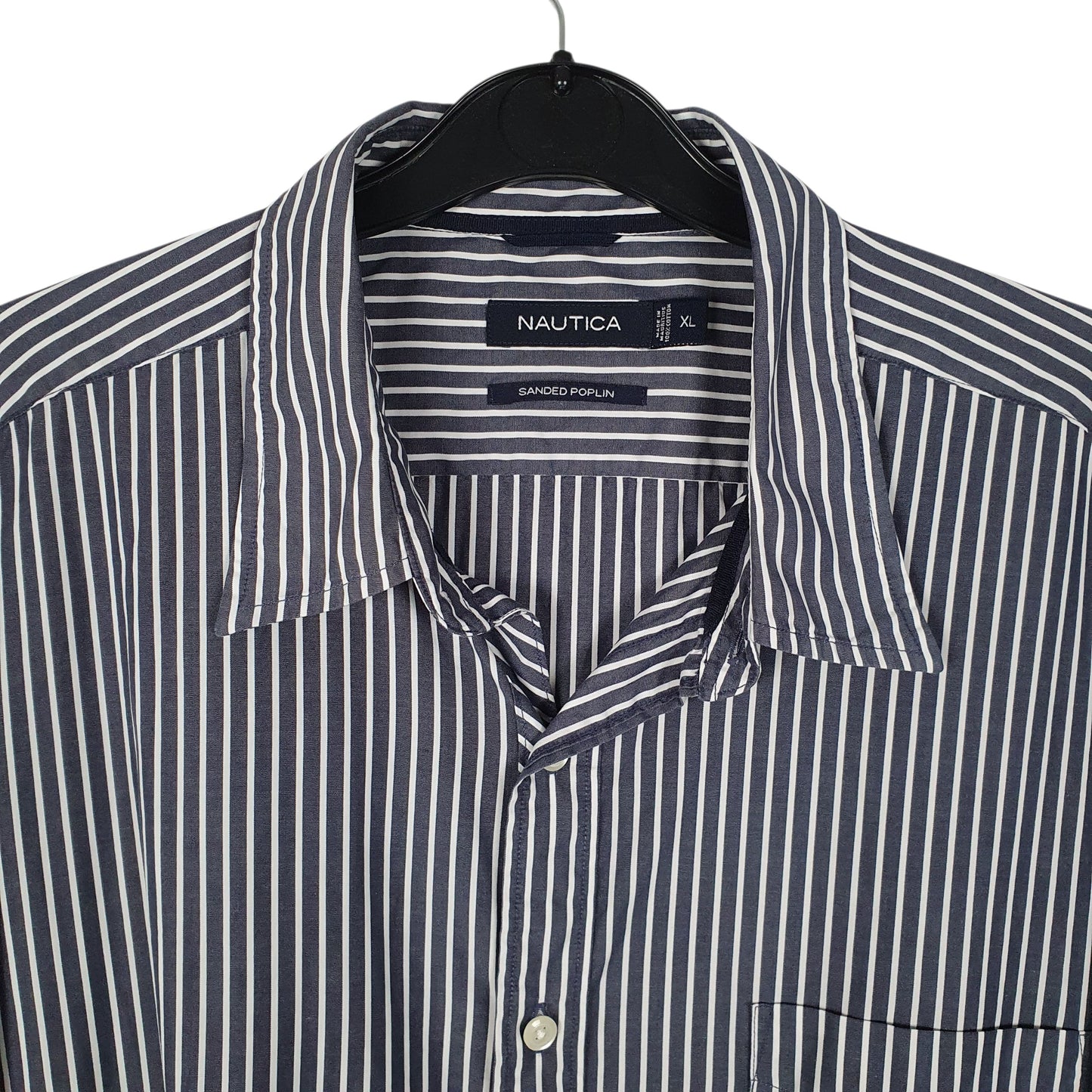 Mens Navy Nautica Sanded Poplin  Shirt