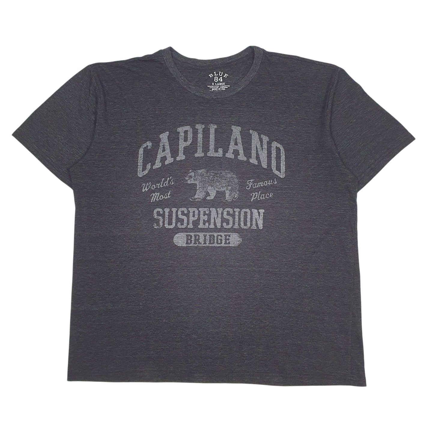 Mens Grey Blue 84 Made In USA Short Sleeve T Shirt