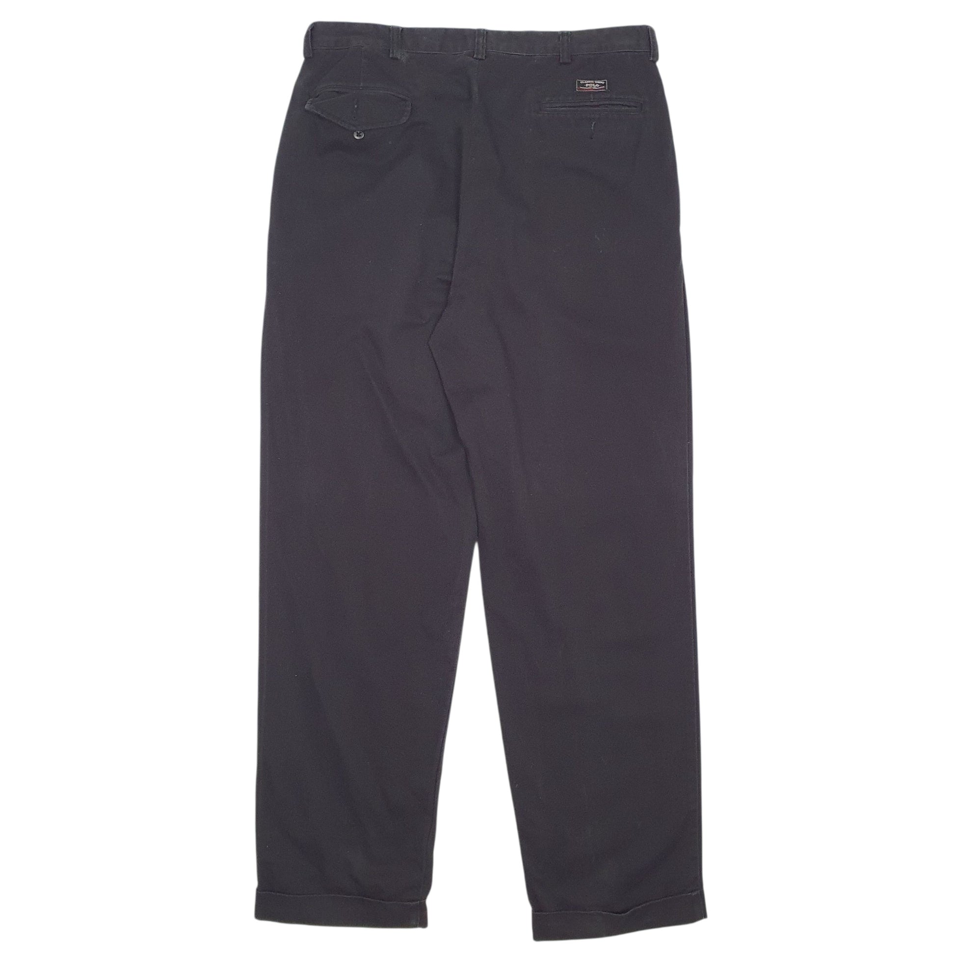 Mens Black Polo Ralph Lauren Hammond Pant Vintage 90s Pleated  Trousers