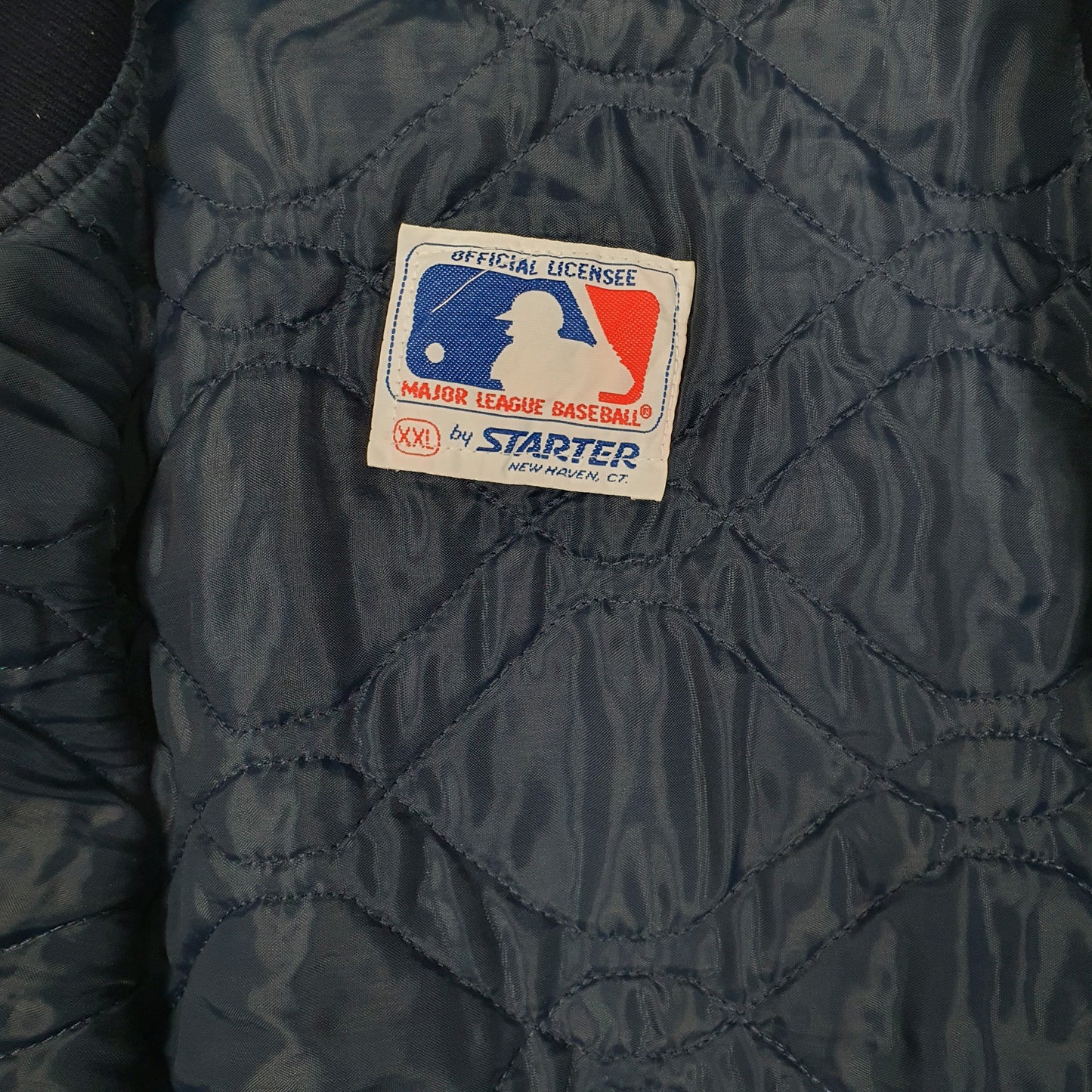 Mens Navy Starter Vintage 1980s Detroit Tigers Satin Full Zip Coat
