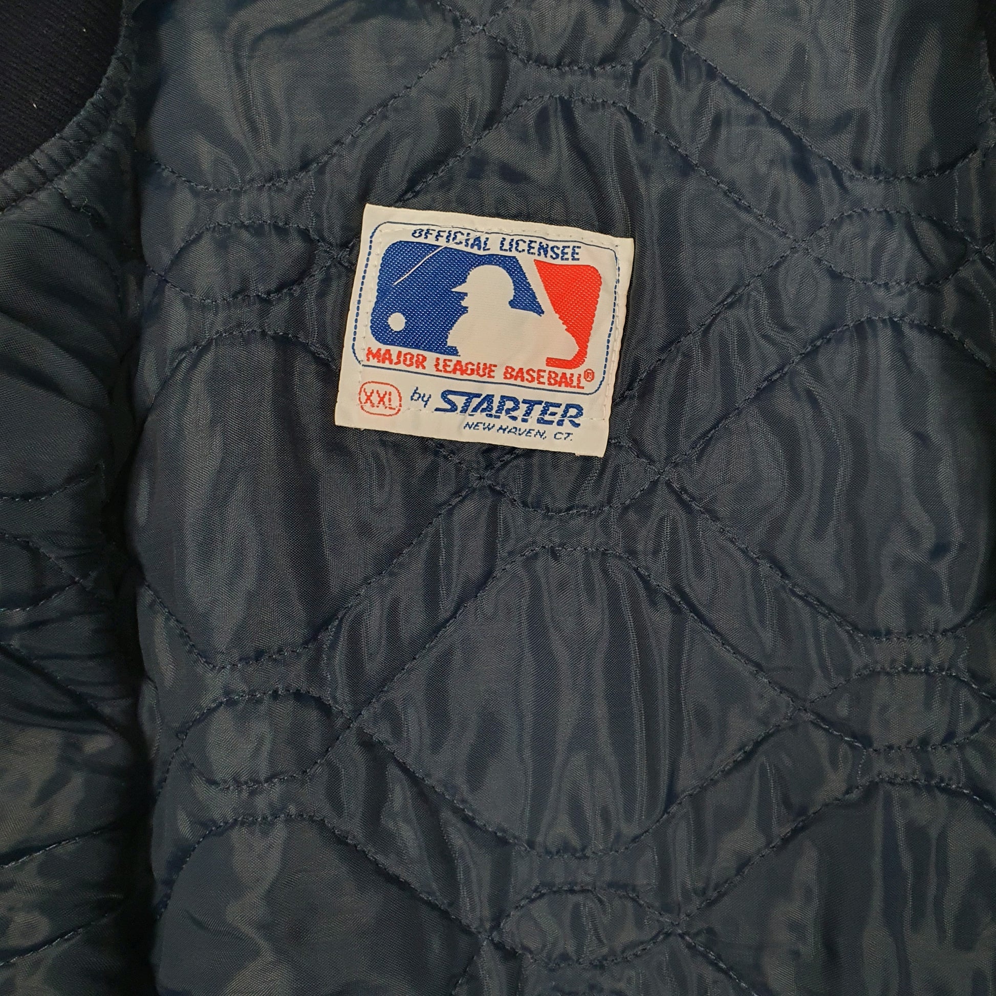 Mens Navy Starter Vintage 1980s Detroit Tigers Satin Full Zip Coat