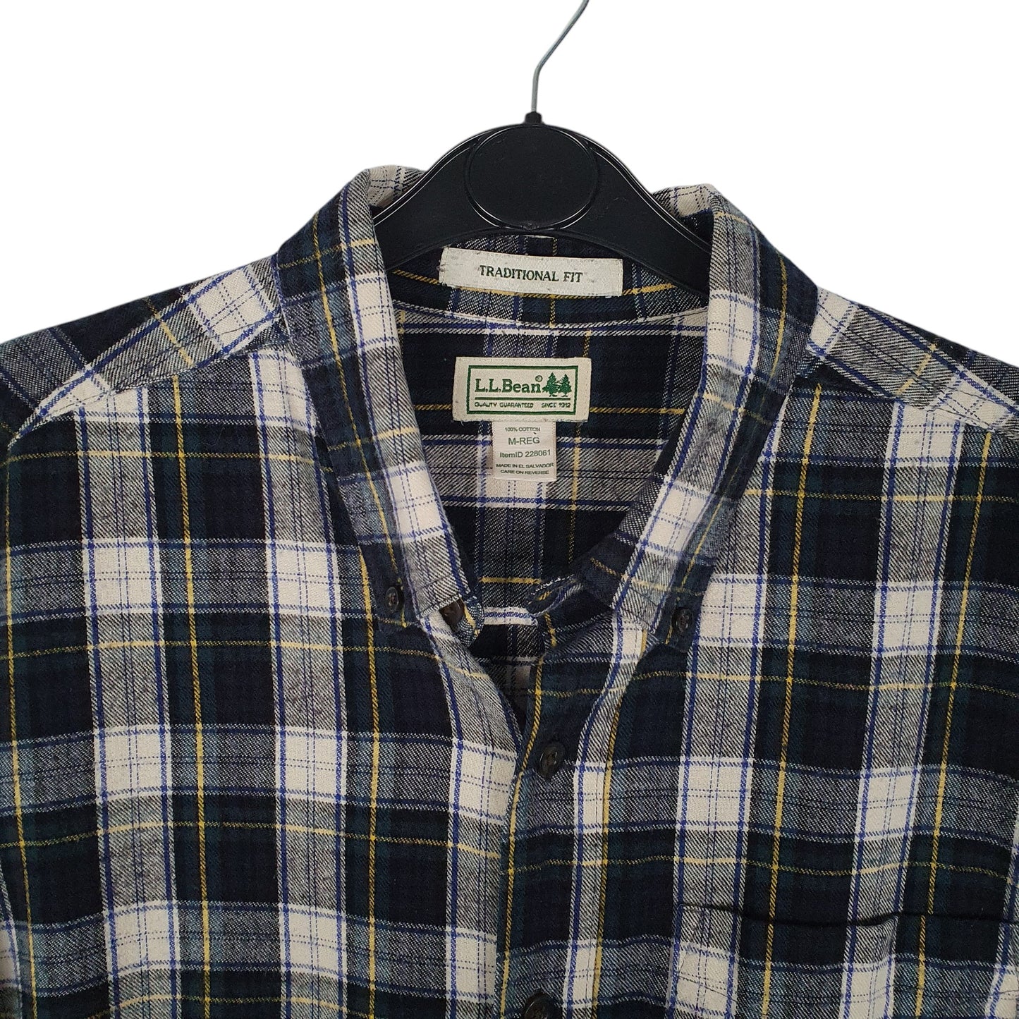 Mens Navy L.L.Bean Thick Flannel Plaid  Shirt