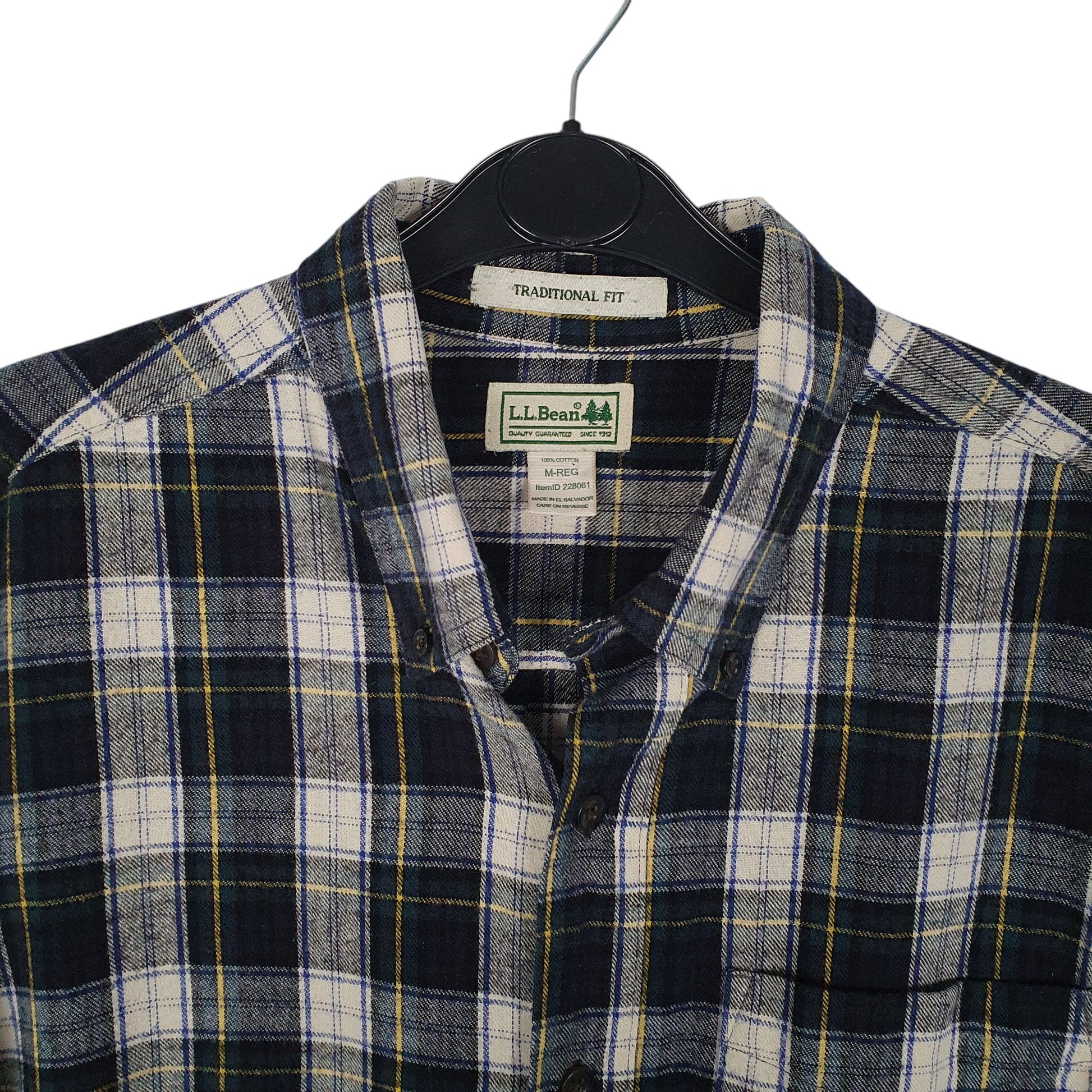 Mens Navy L.L.Bean Thick Flannel Plaid  Shirt