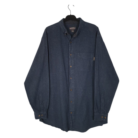 Mens Navy Woolrich Thick Chamois Long Sleeve Shirt