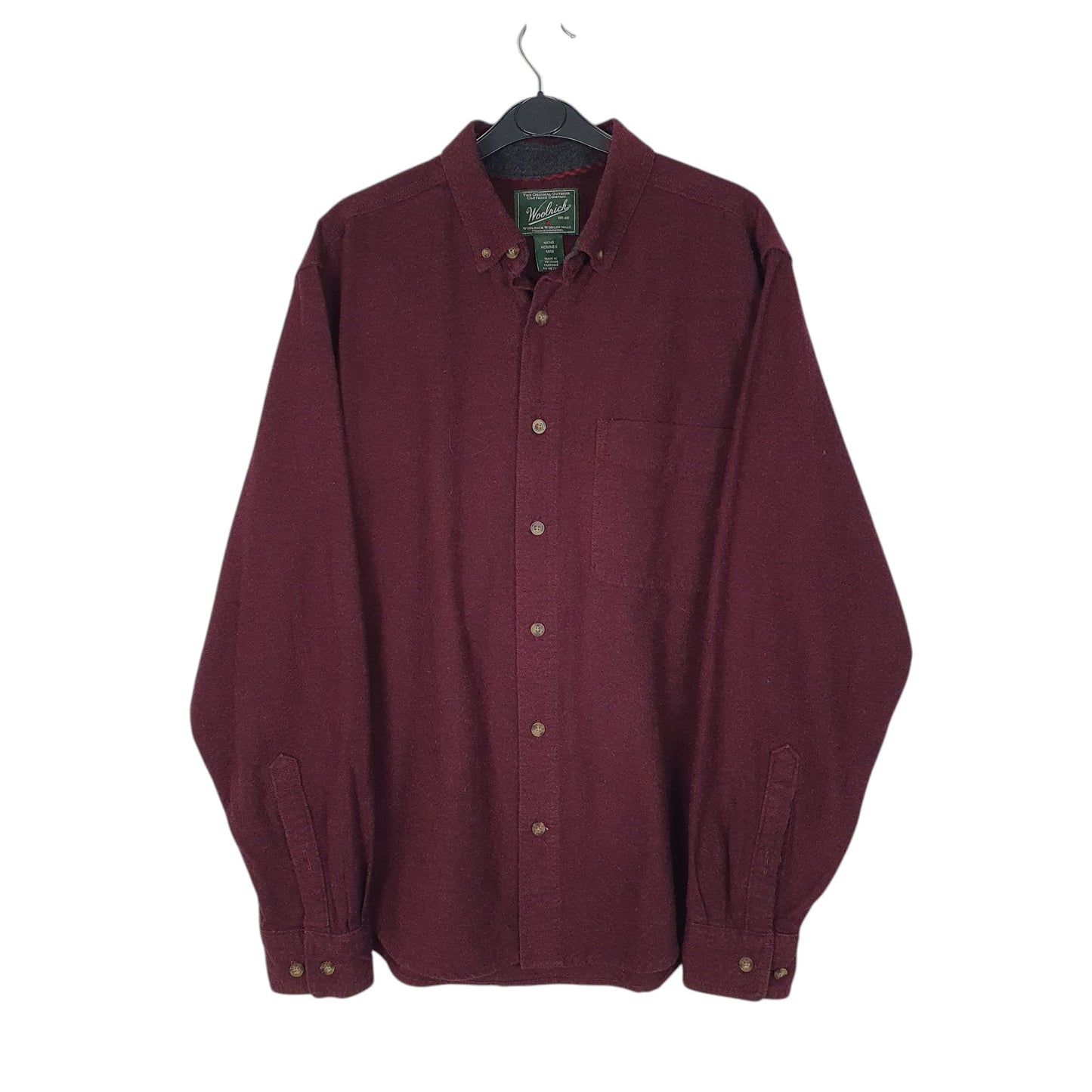 Mens Burgundy Woolrich Thick Chamois Long Sleeve Shirt
