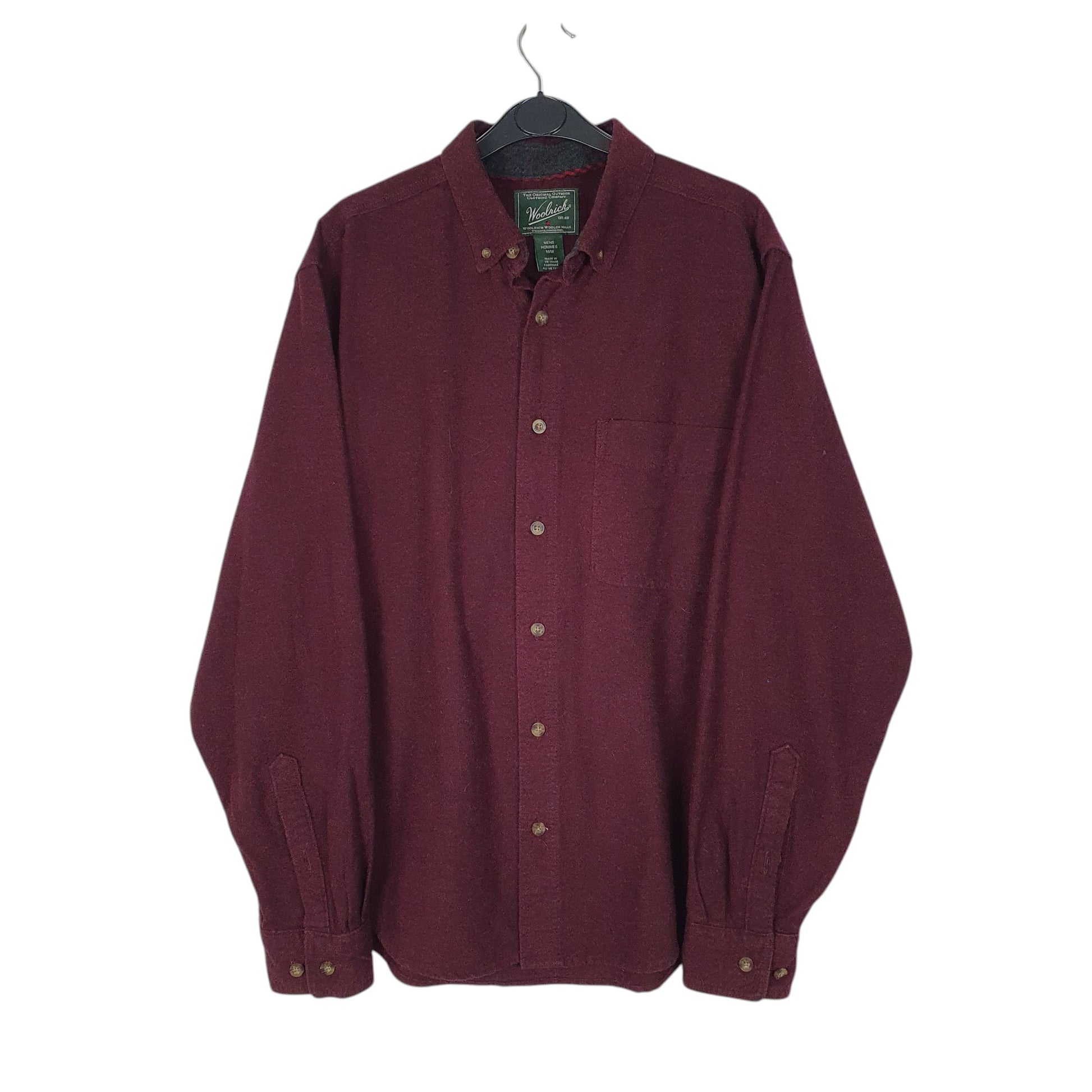 Mens Burgundy Woolrich Thick Chamois Long Sleeve Shirt