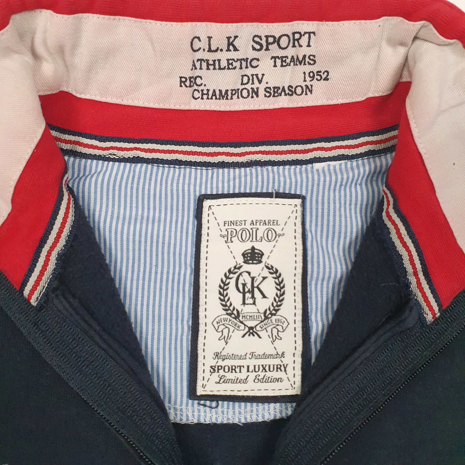 Mens Black C.L.K Sport Vintage Rugby Quarter Zip Jumper