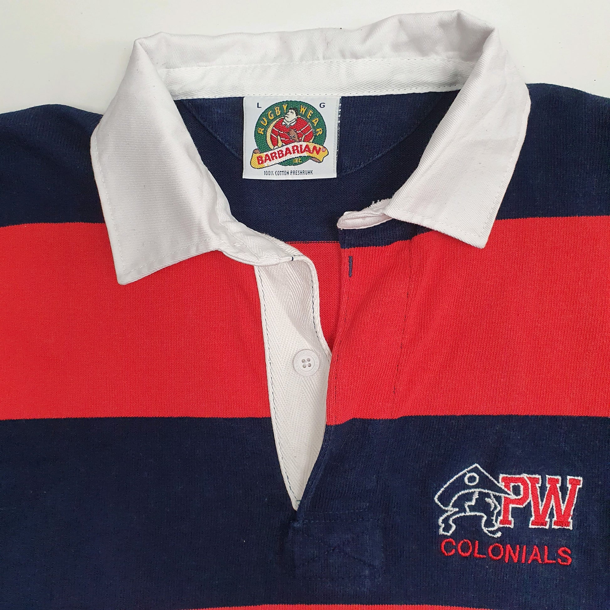 Mens Red Barbarian Rugby PW Colonials Hoodie Polo Shirt