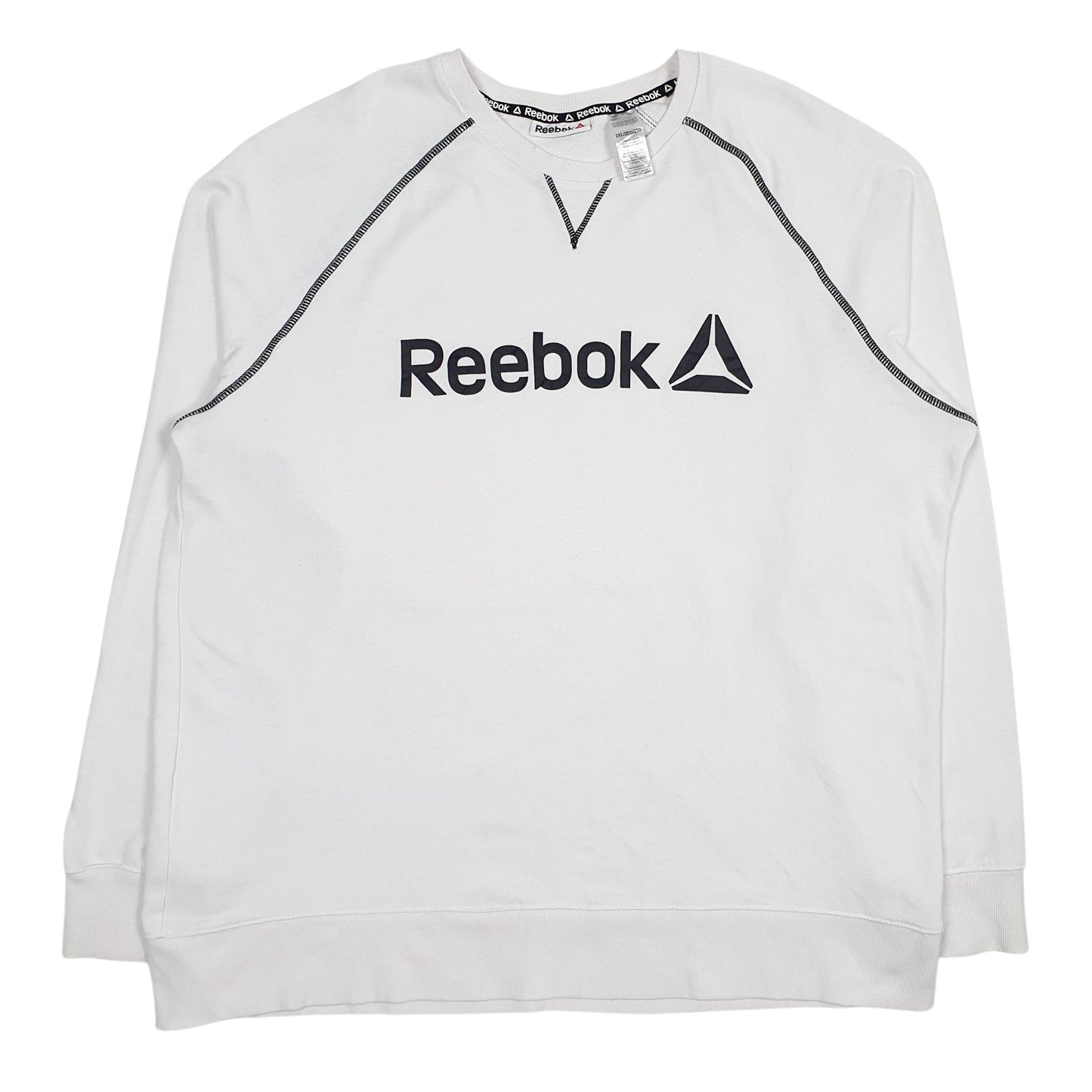 Mens White Reebok Spellout Crewneck Jumper