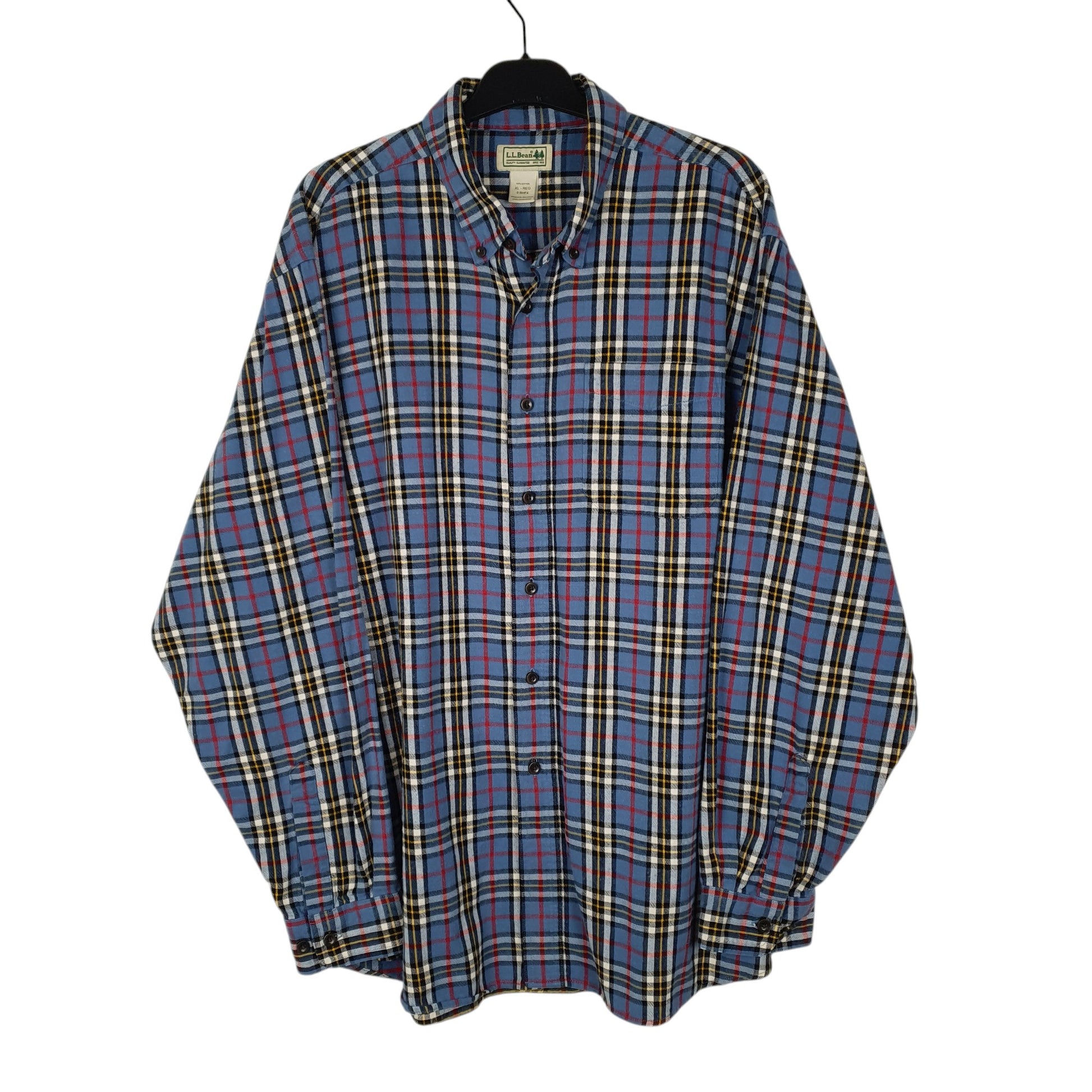 Mens Blue L.L.Bean Thick Flannel Long Sleeve Shirt