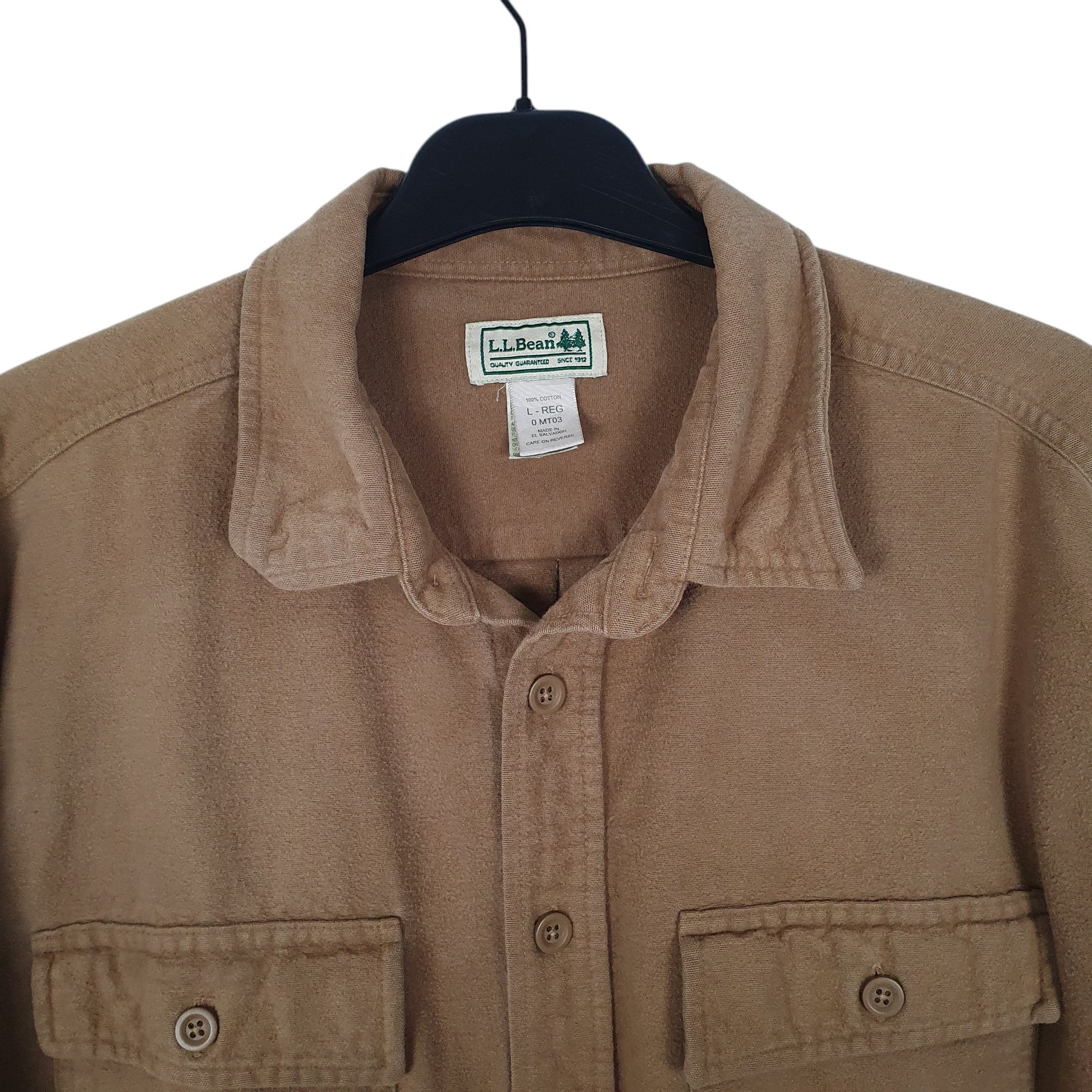 Mens Beige L.L.Bean Thick Chamois  Shirt