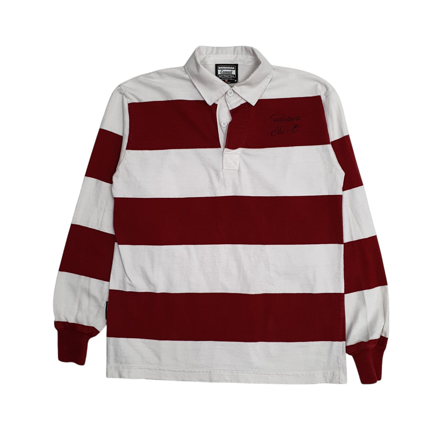 Mens White Barbarian Rugby Long Sleeve Polo Shirt