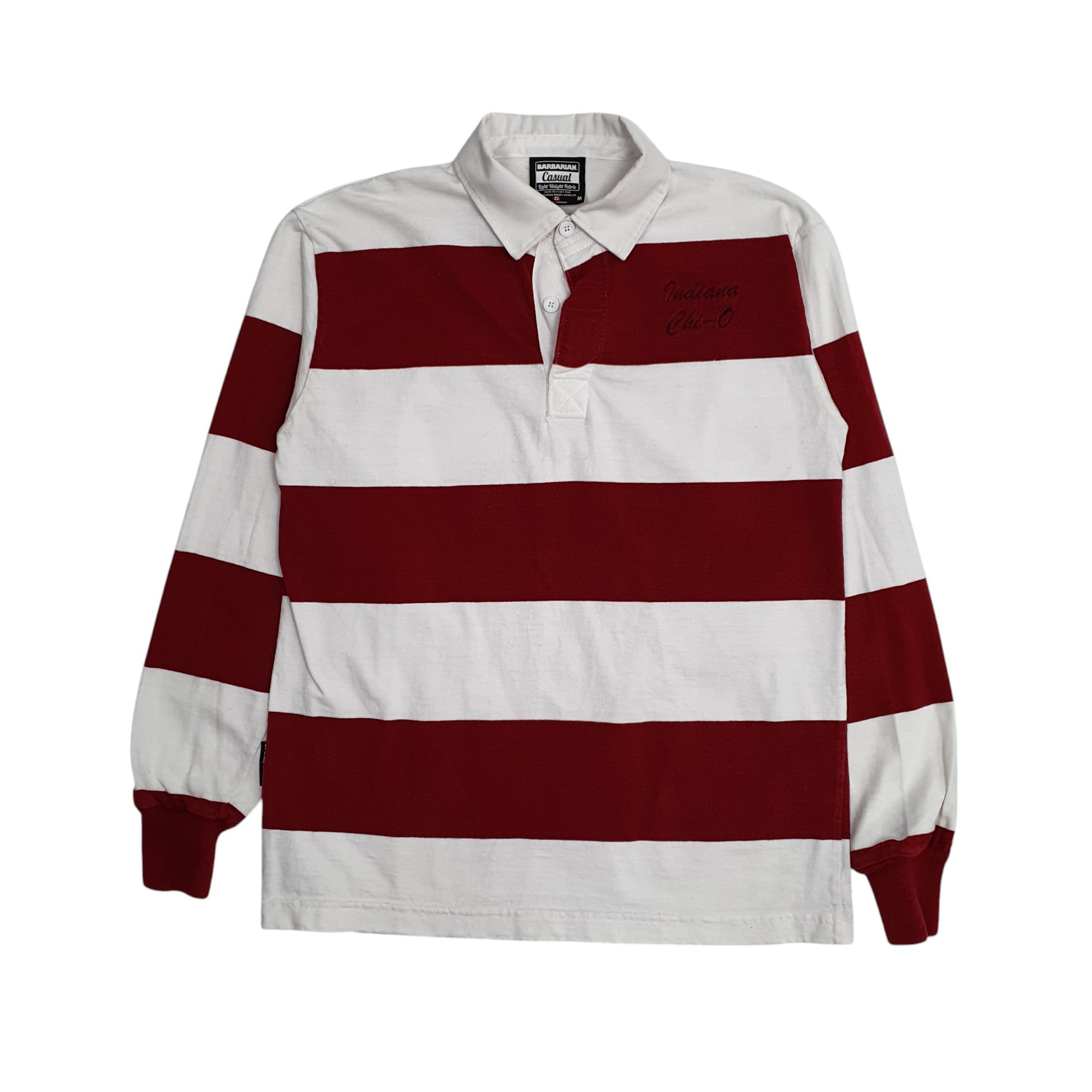 Mens White Barbarian Rugby Long Sleeve Polo Shirt