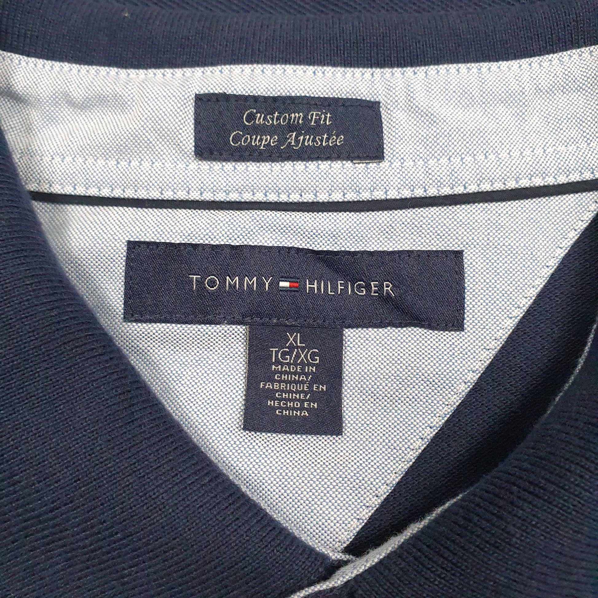 Mens Navy Tommy Hilfiger  Crewneck Polo Shirt