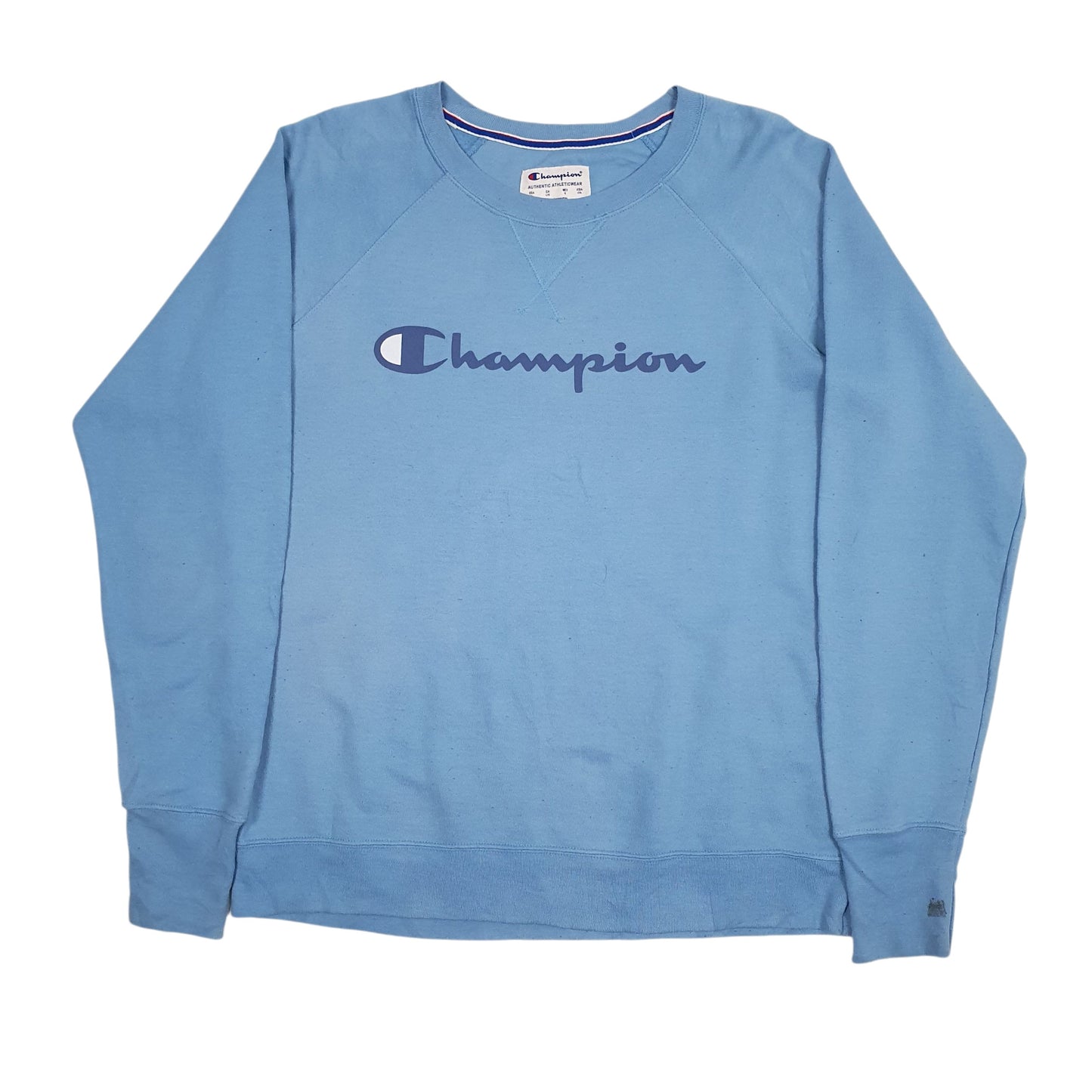 Mens Blue Champion Spellout Crewneck Jumper